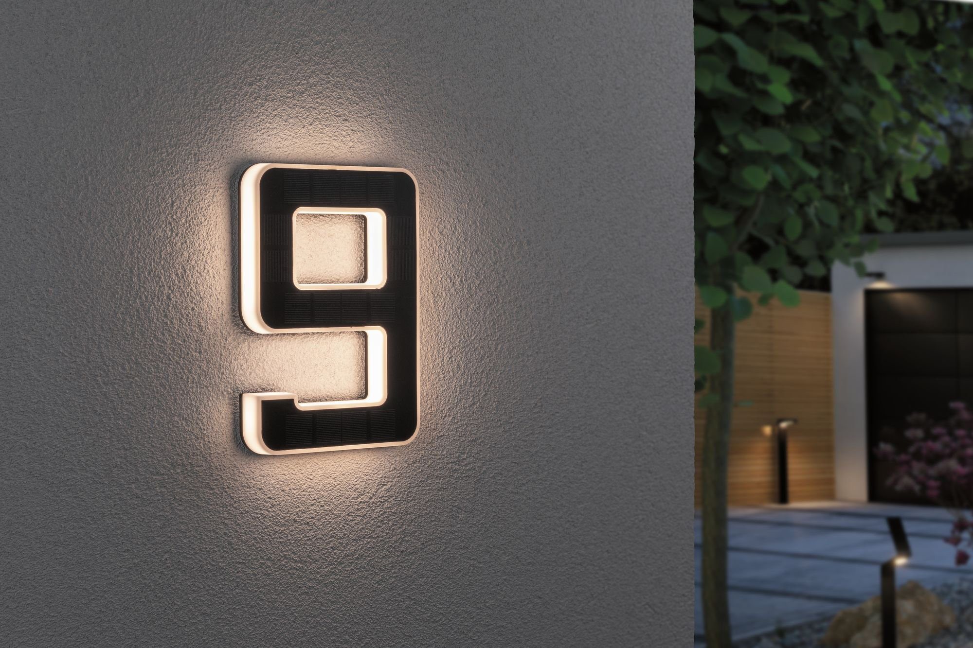 Paulmann LED Außen-Wandleuchte Solar Hausnummer, LED fest integriert, Warmweiß, LED-Modul, Hausnummern, Buchstaben wählbar, Akku wechselbar – Bild 3 von 5