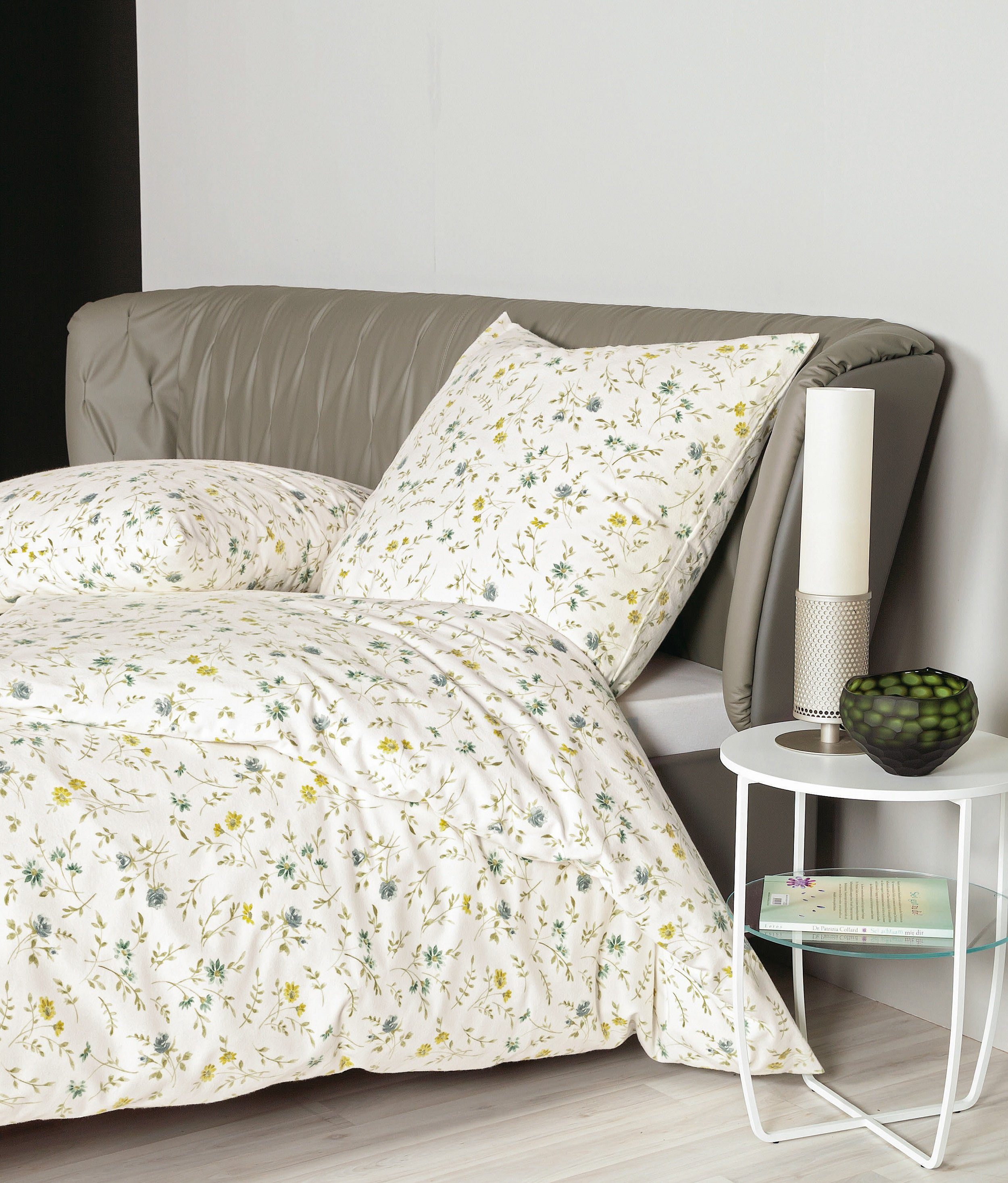 Traumschloss Bettwäsche Premium Baumwolle, Flanell, 2 teilig, Blumen, miner günstig online kaufen