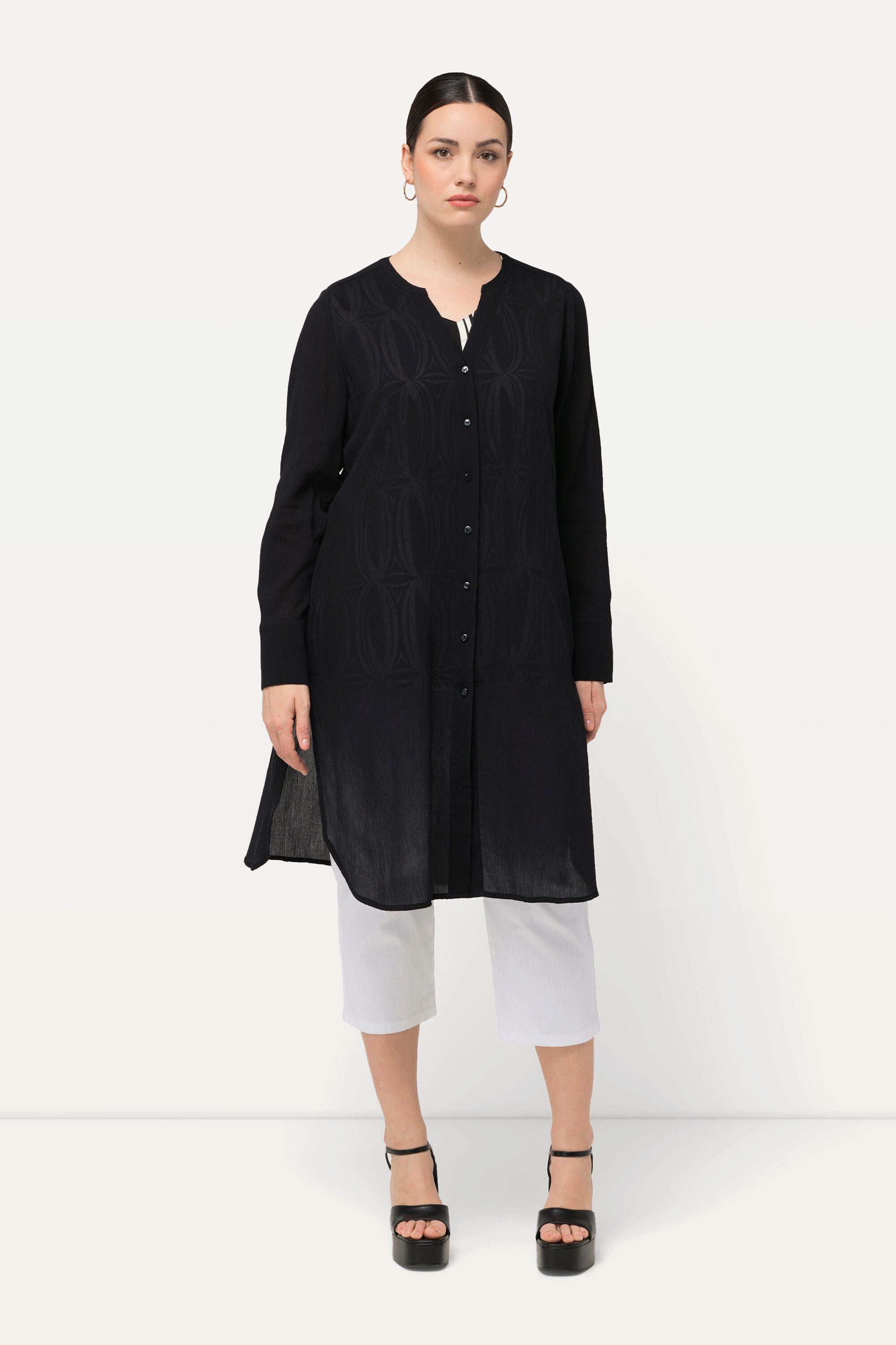 Ulla Popken Longbluse Longbluse Struktur A-Linie günstig online kaufen