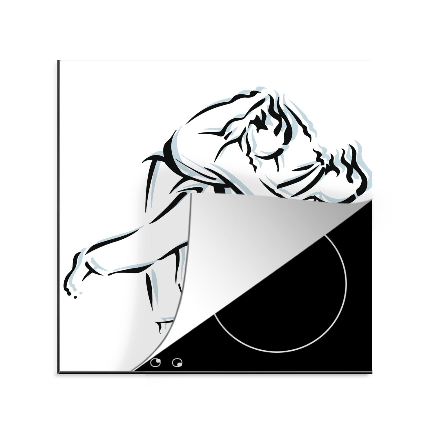MuchoWow Herdblende-/Abdeckplatte Eine Illustration von drei verschiedenen Situationen im Judo, Vinyl, (1 tlg), 78x78 cm, Ceranfeldabdeckung, Arbeitsplatte für küche