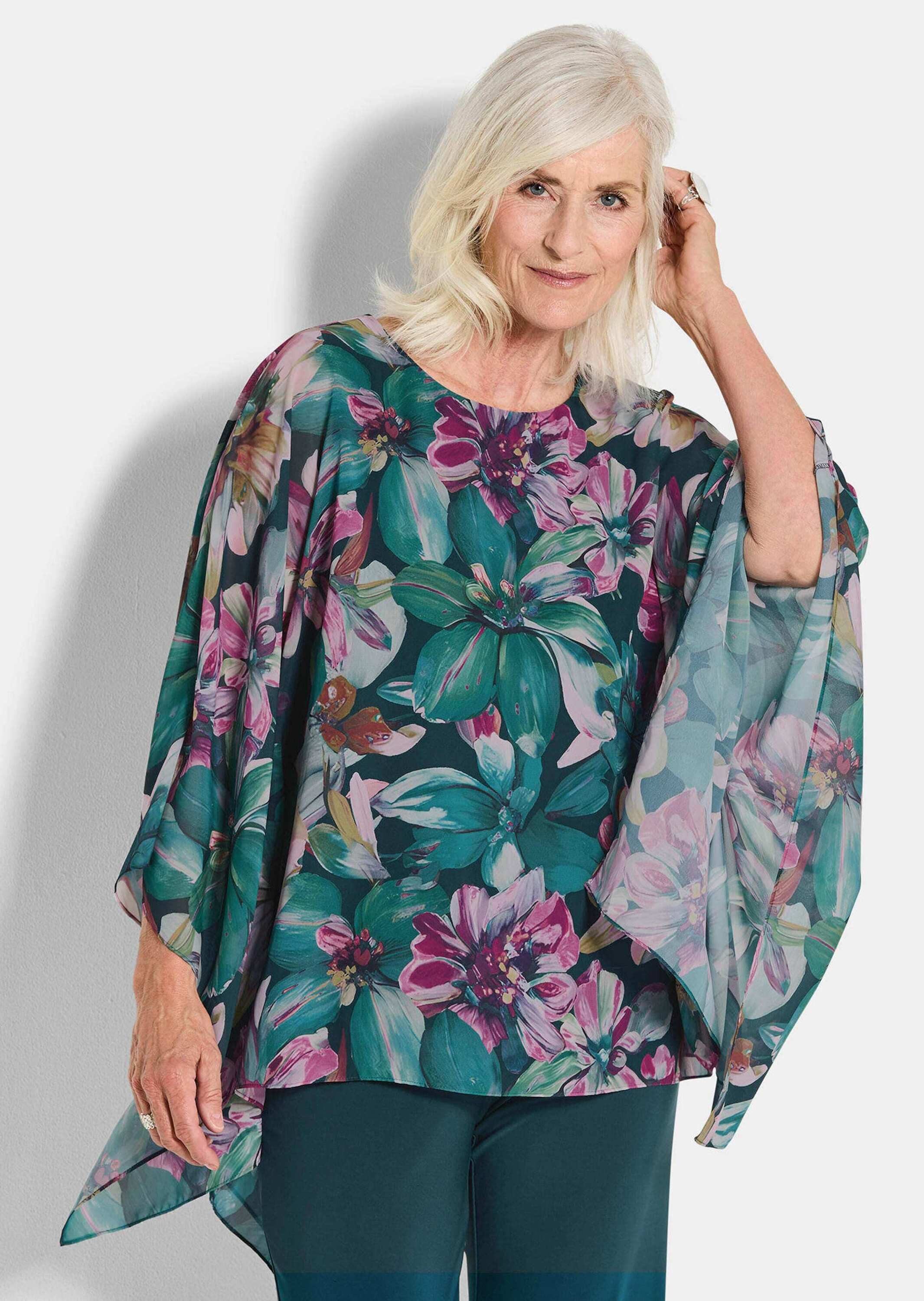 GOLDNER Tunika Blusenshirt mit Überwurf aus Chiffon günstig online kaufen