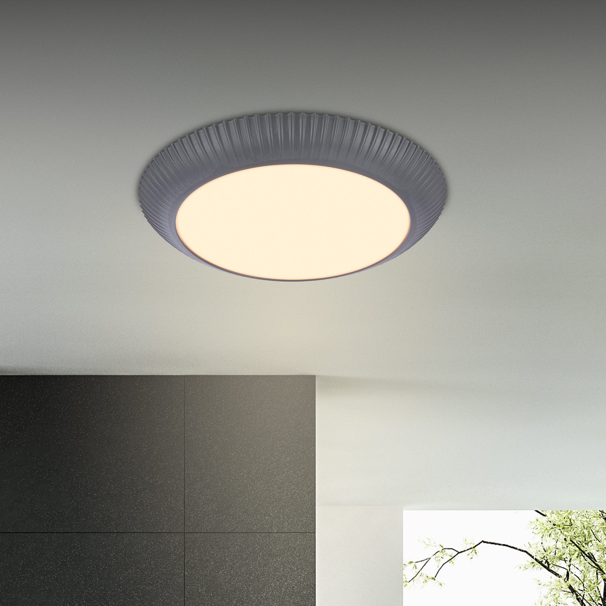 Briloner Leuchten LED Deckenleuchte Deckenlampe Dimmbar Fernbedienung CCT modern geriffelt, LED fest integriert, CCT - Farbtemperatursteuerung, 46x6 cm, Wohnzimmer, Schlafzimmer, Flur