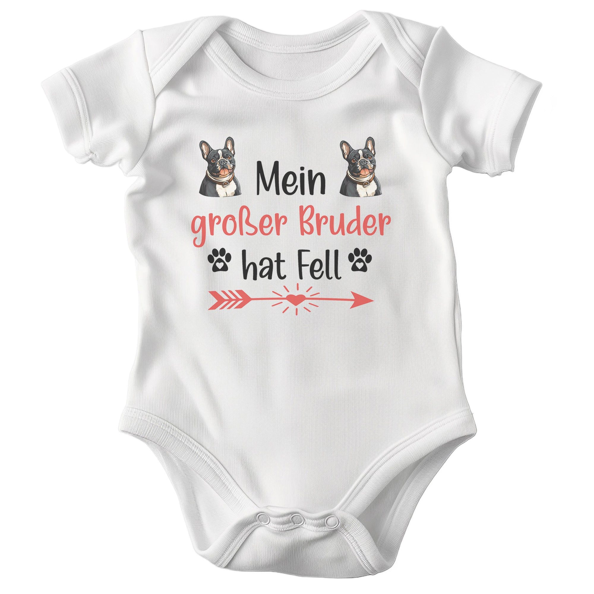22Feels Kurzarmbody Bio Unisex Babybody Weiß Frenchie Großer Bruder Geschenk Taufe BIO-Baumwolle - In Deutschland Bedruckt - Niedlicher Print