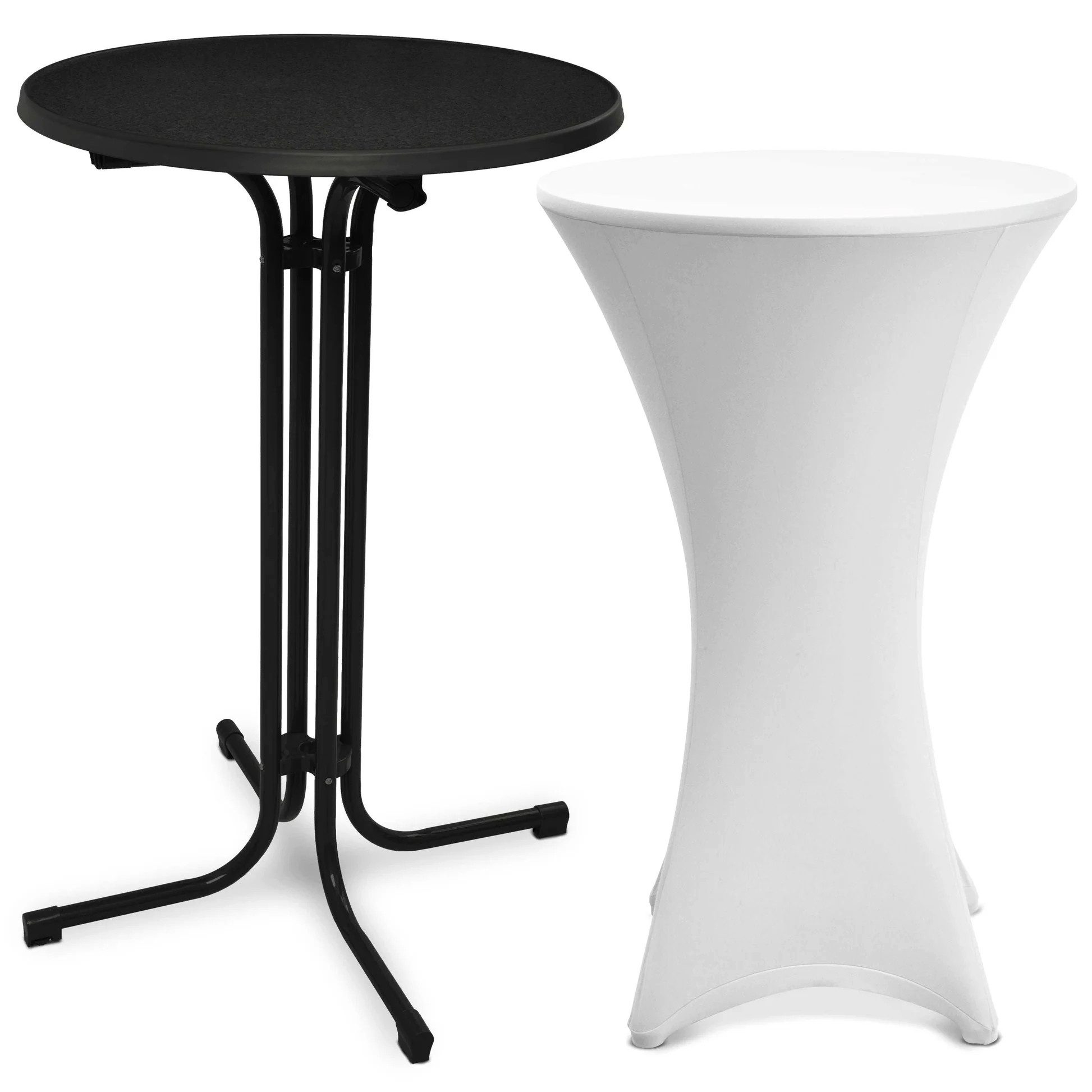 Beautissu Stehtisch Outdoor Stehtisch Bellini, klappbar, Ø80cm, Weiß, mit Husse, inkl. Husse – wetterfest – kratzfest