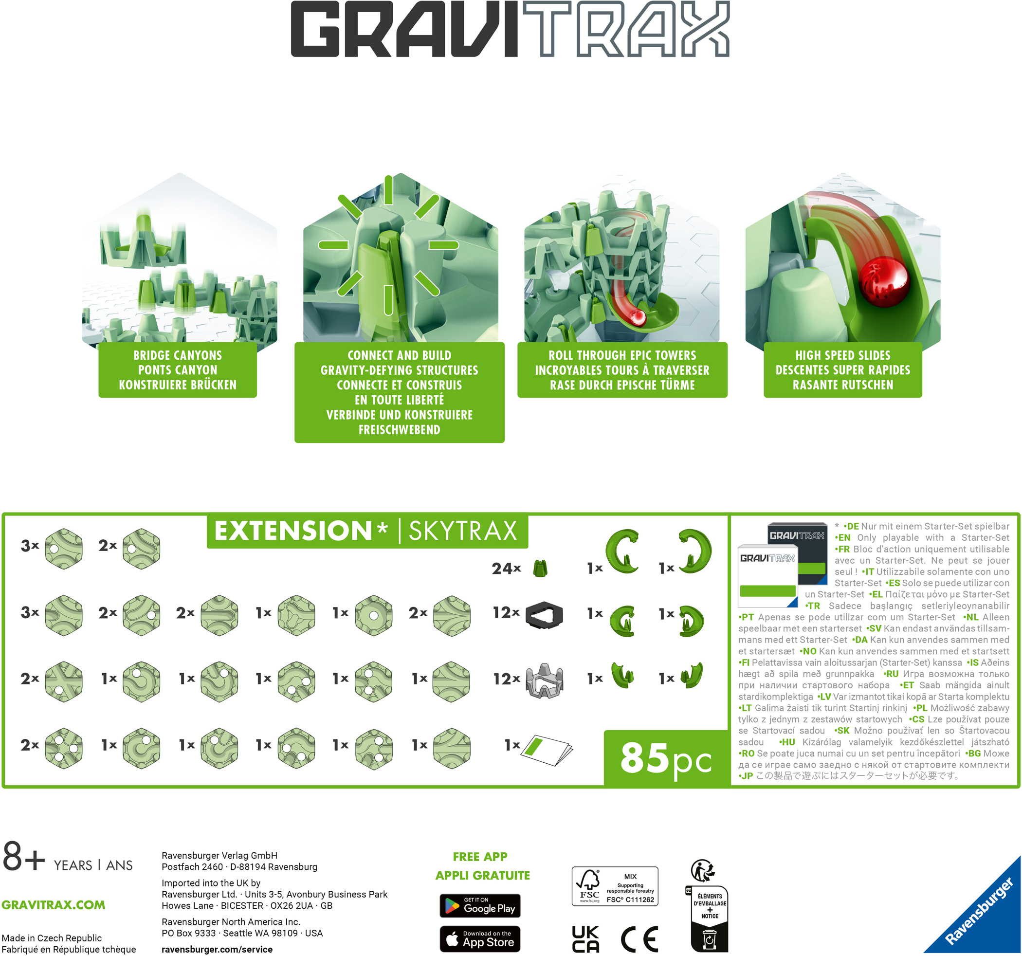 Ravensburger Kugelbahn-Bausatz Kugelbahn GraviTrax BASE Extension Skytrax 27483