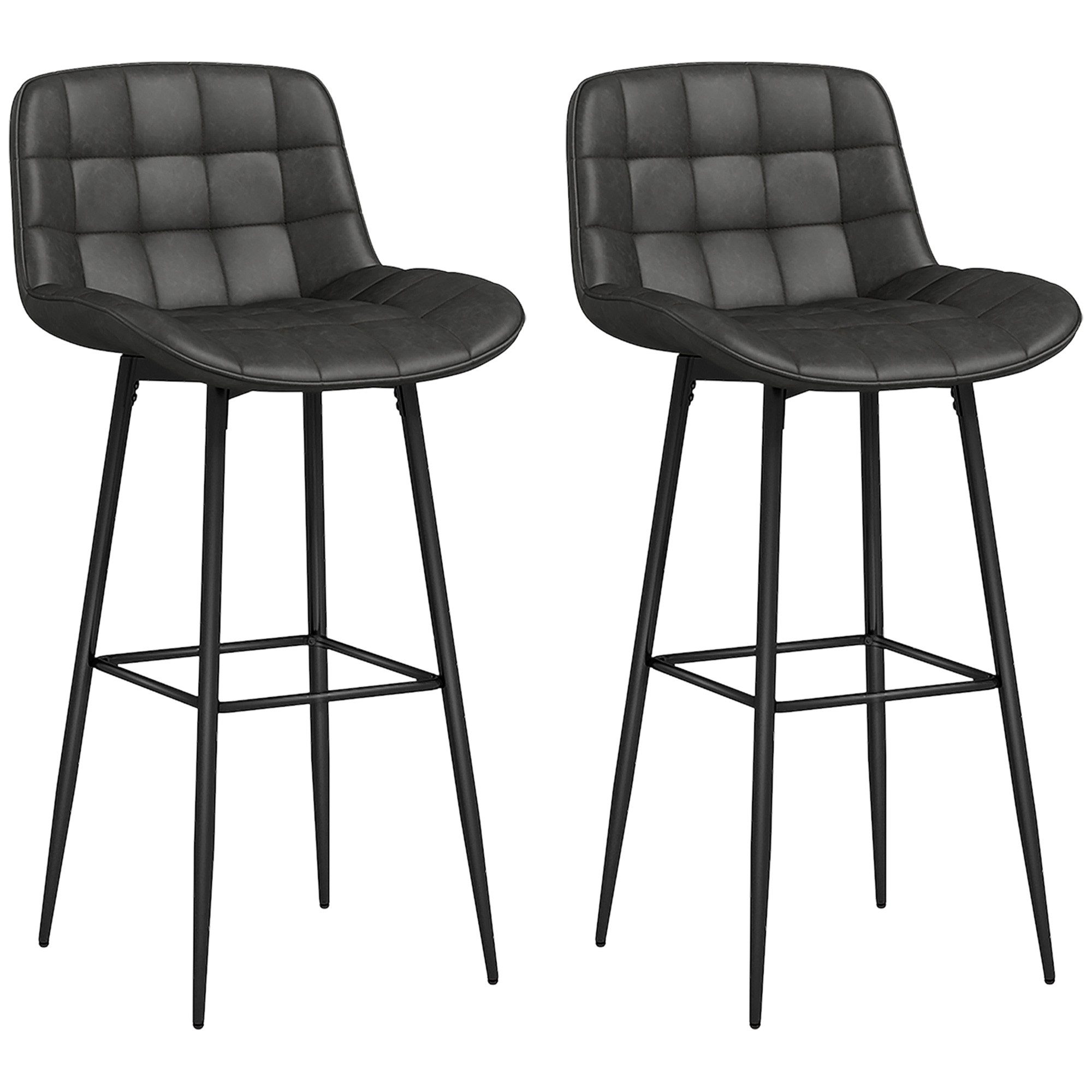 Barhocker 2er-Set, mit Fußstütze, Rückenlehne