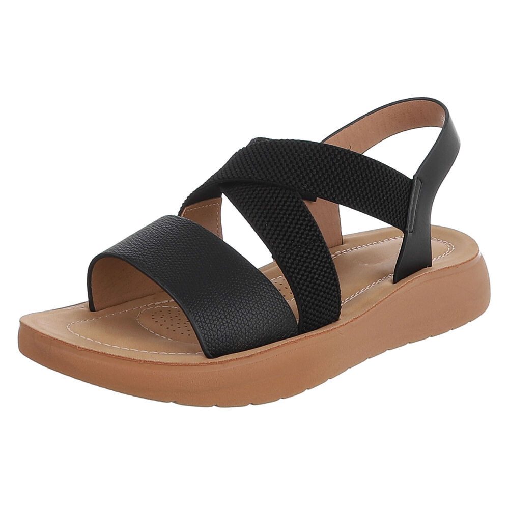 Ital-Design Damen Sandale mit Fersenriemen und Plateausohle Pantolette (92002712) Flach Pantoletten in Schwarz