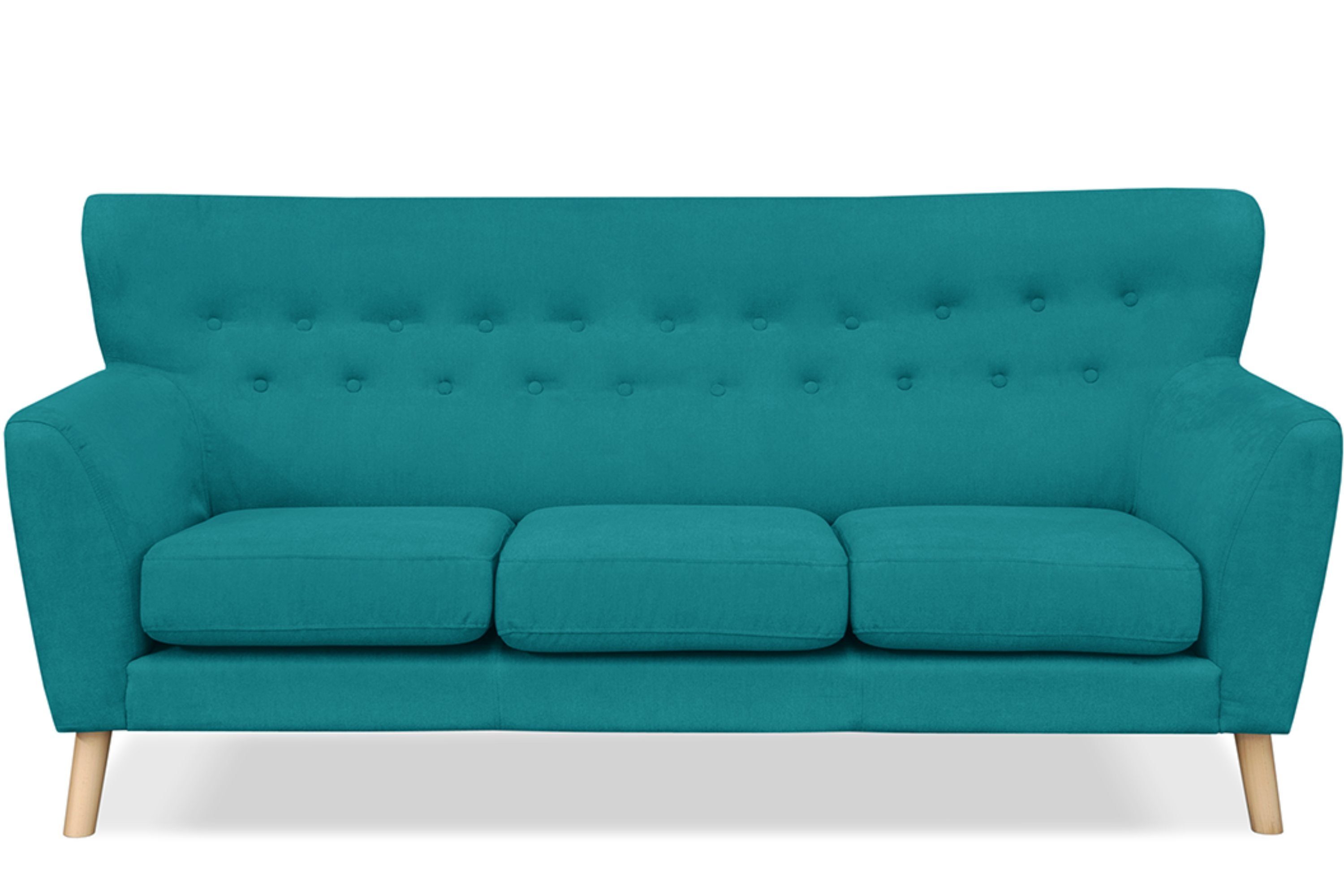 KONSIMO® 3-Sitzer NEBRIS Einzelsofa, Skandinavischer Stil,auf Holzbeinen aus Buche