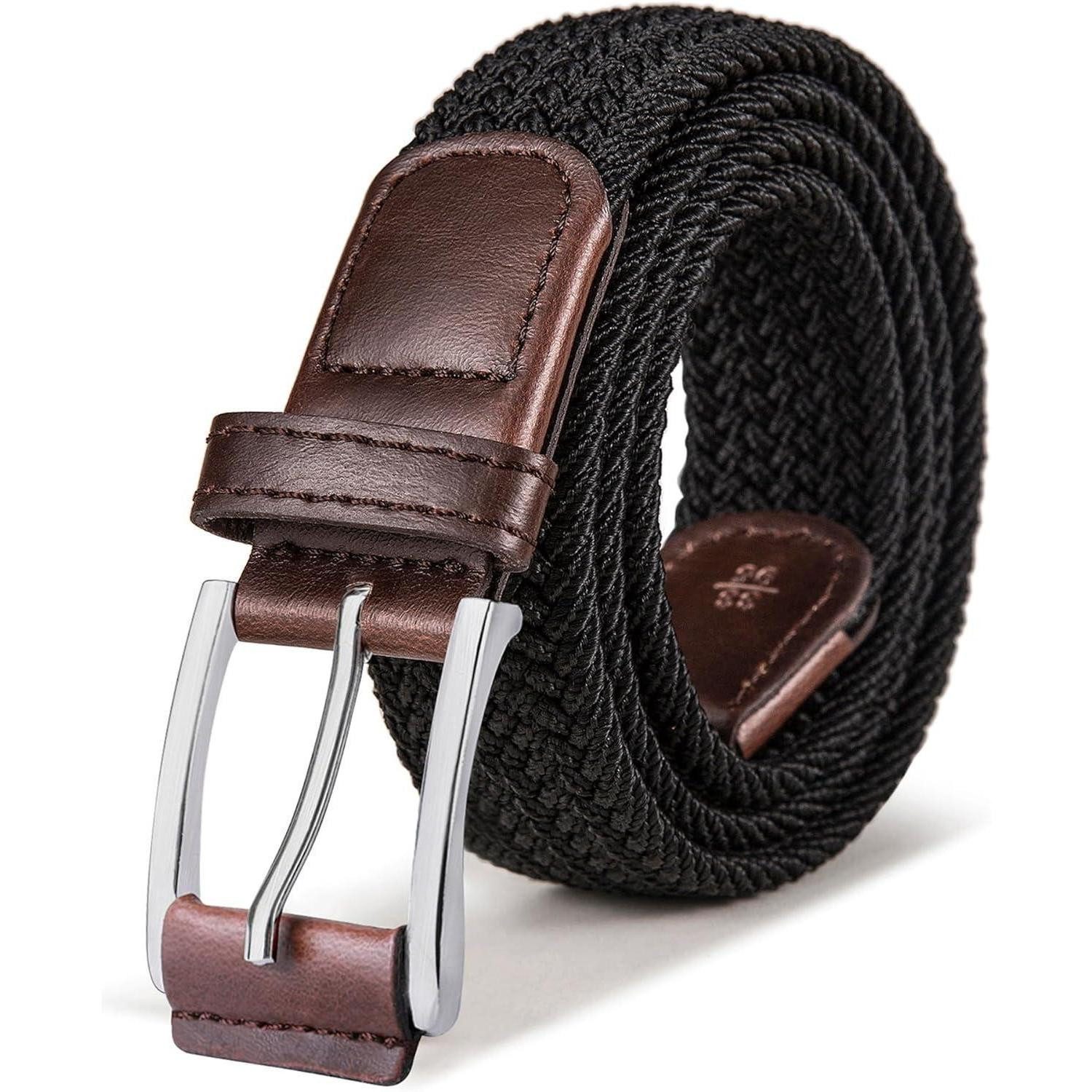 LuxusKollektion Stretchgürtel Flechtgürtel Stretchgürtel 35mm 140cm Schwarz