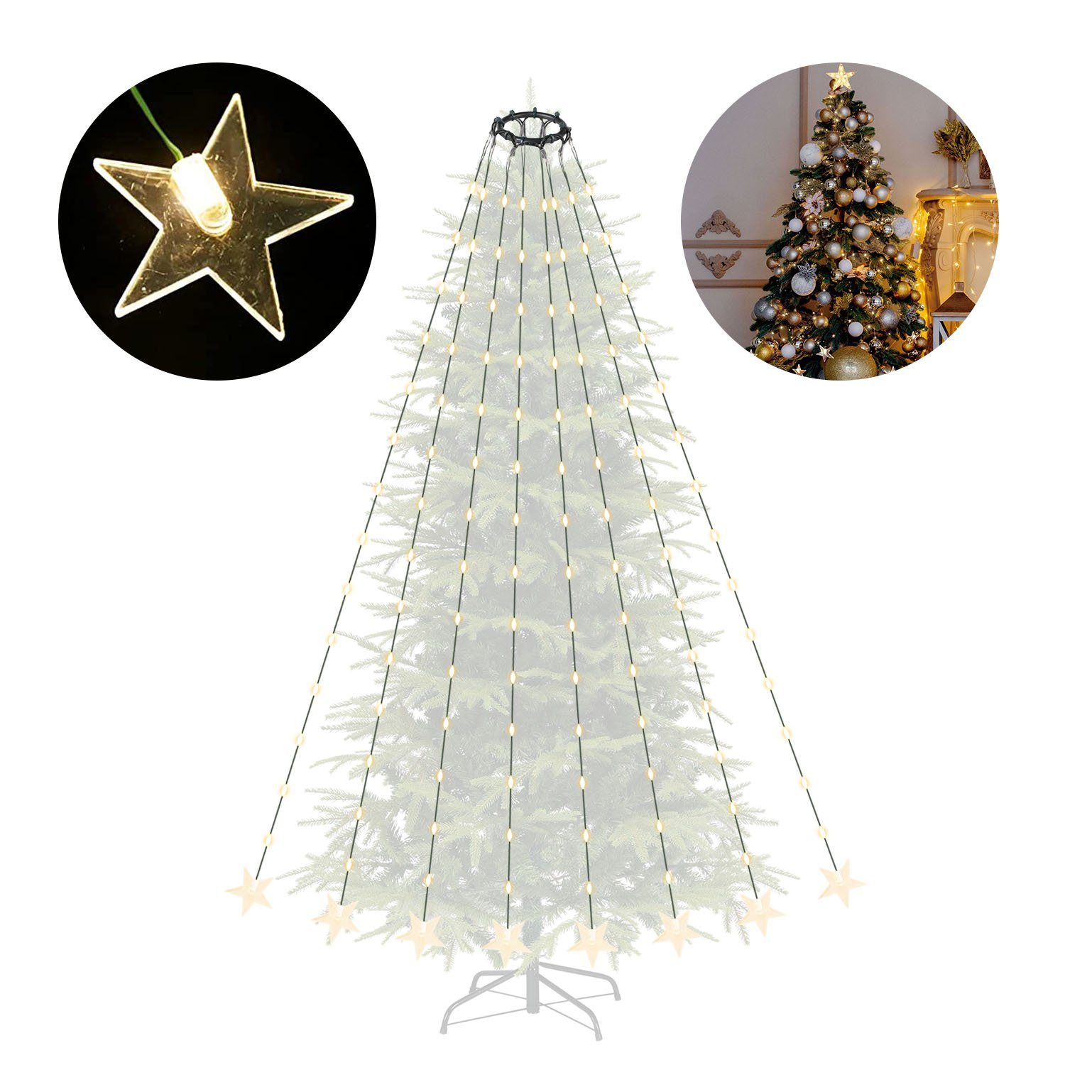 Salcar LED-Lichterkette »Weihnachtsbaumbeleuchtung LED Lichterkette  Weihnachtsbaum Dekoration«, 1,5m Lichterkette mit 8 Girlanden online kaufen  | OTTO