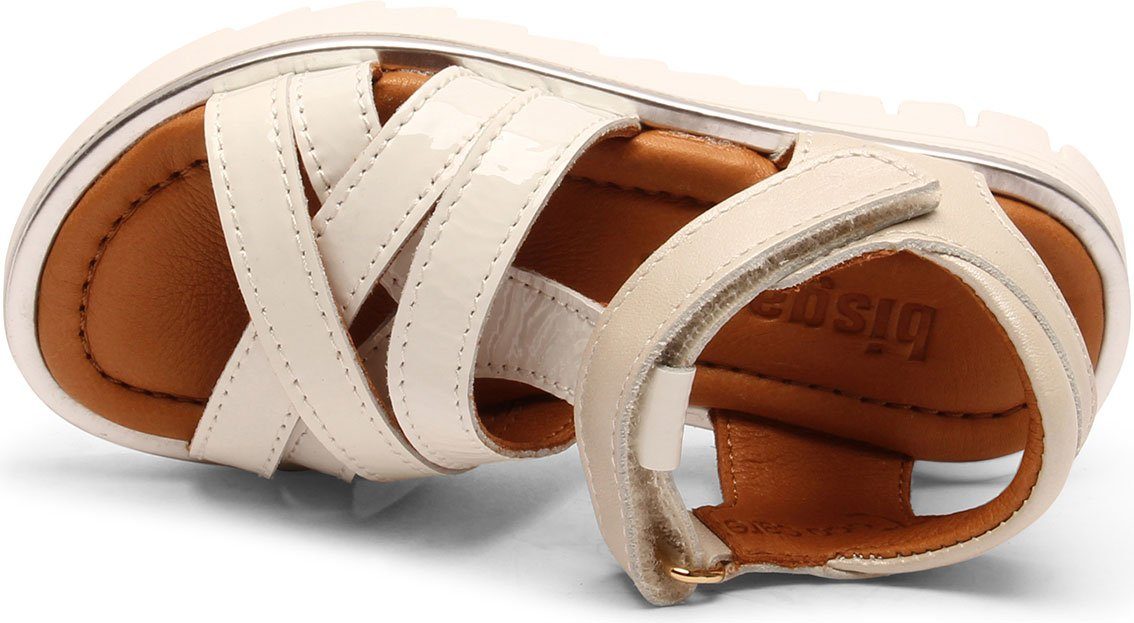 (pflanzlich Riemchensandale gegerbt) Klettverschluss Bisgaard Sohle: Sandale Leder TPR mit white patent Alice