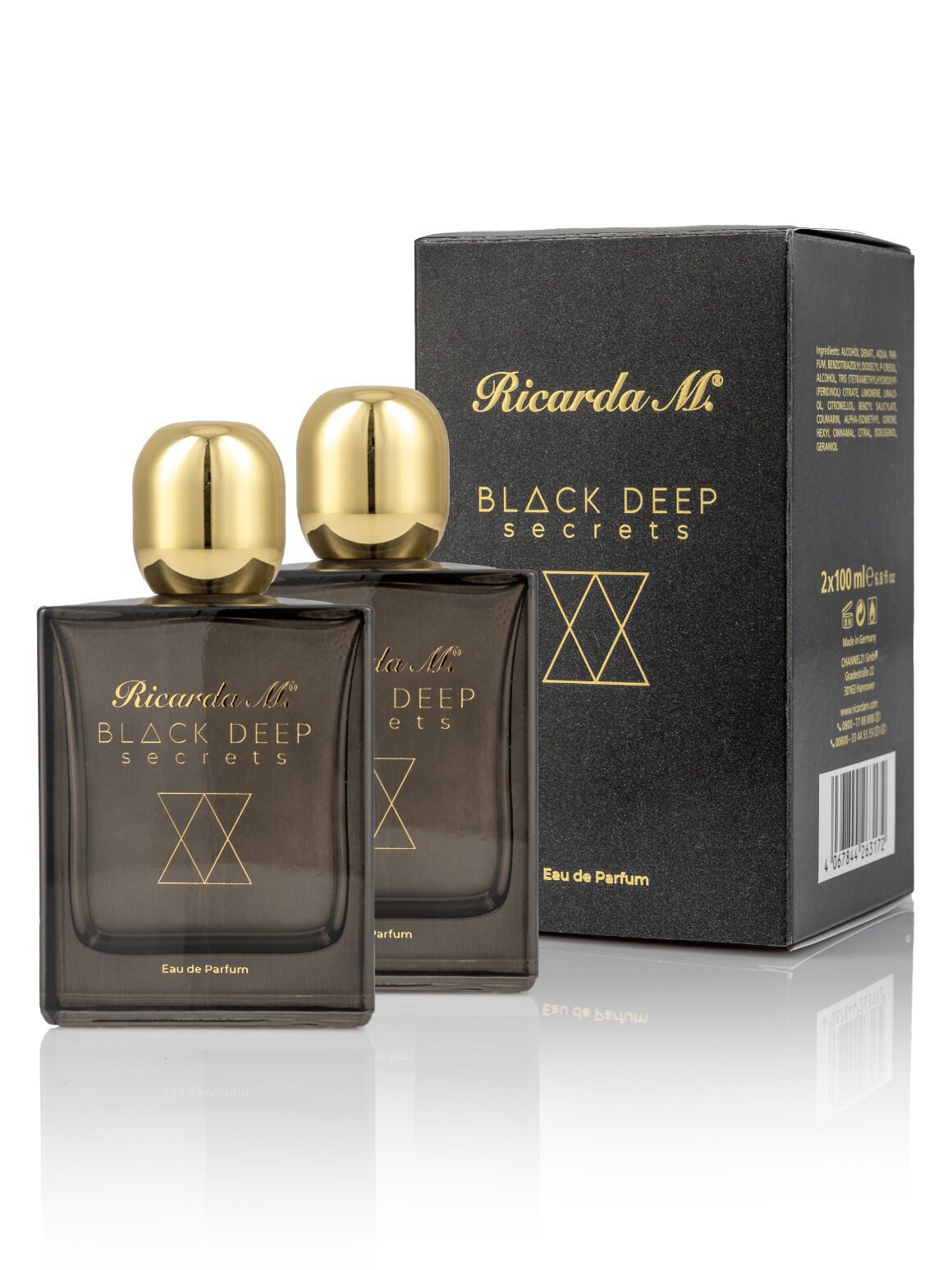 Ricarda M. Eau de Parfum Parfüm "WOS Black Deep Secrets EdP", 2x 100 ml, 2-tlg., langanhaltendes Parfüm WOS Black Deep Secrets