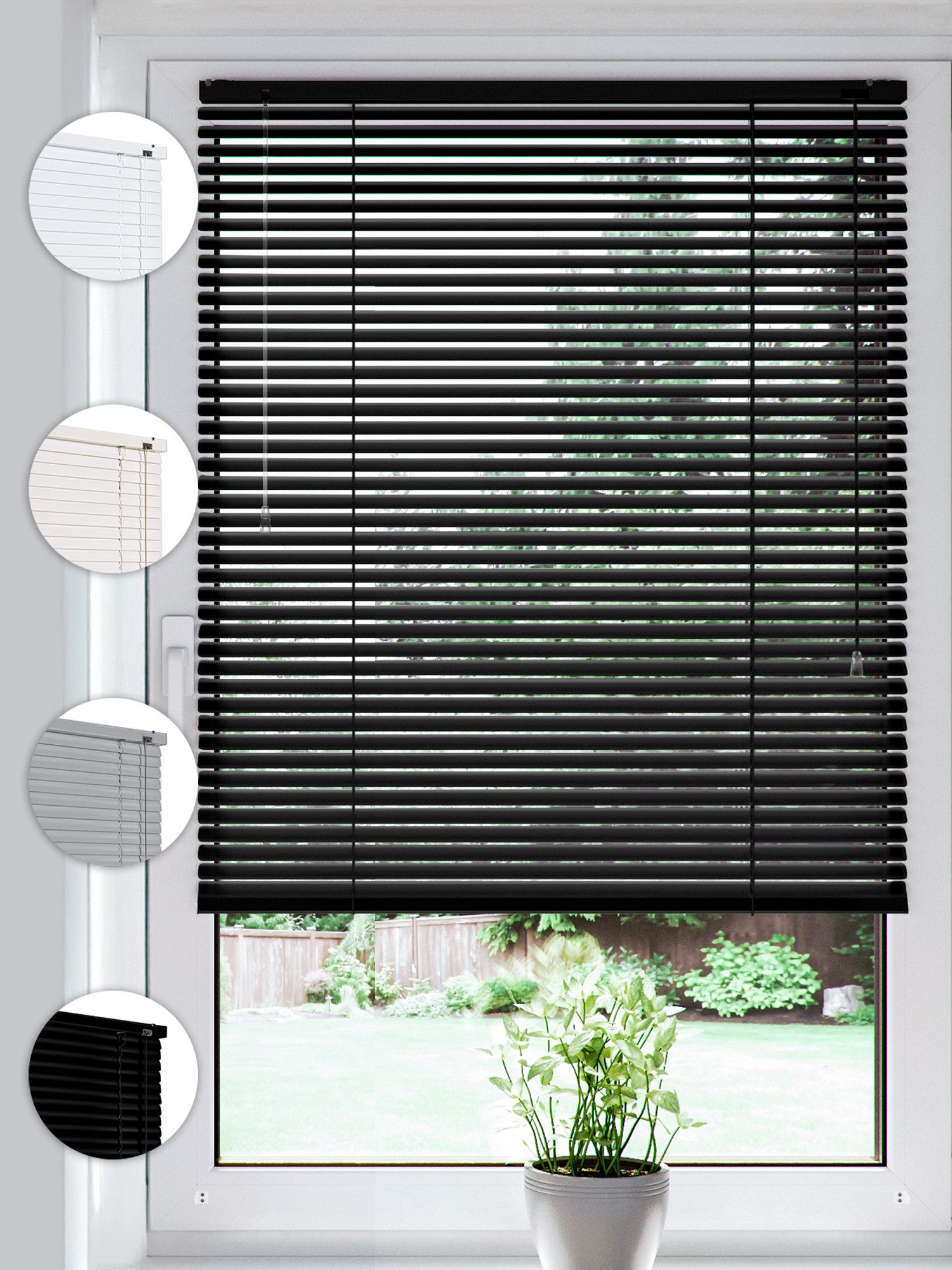 Jalousie Klemmfix ohne u. mit Bohren 30cm x 100cm Schwarz Aluminium Jalousette