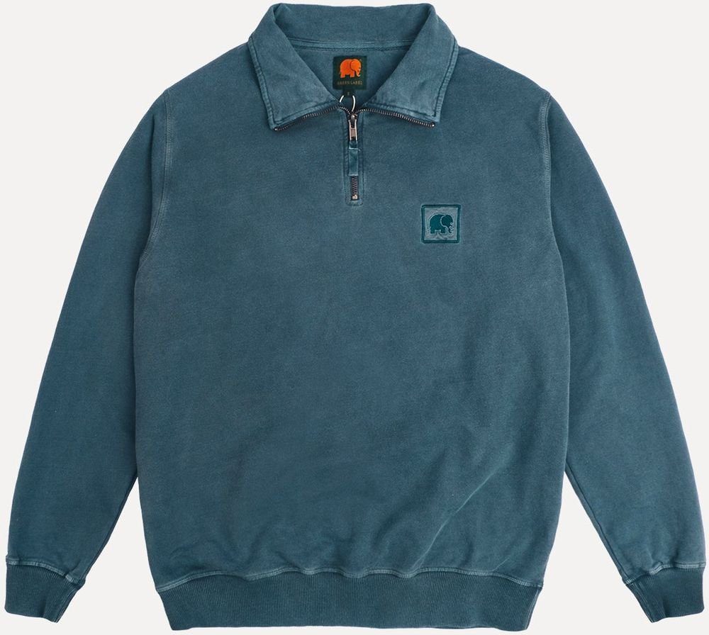 Trendsplant Rundhalspullover Sauce Pigment Dyed Half Zip Sweater Elm Green