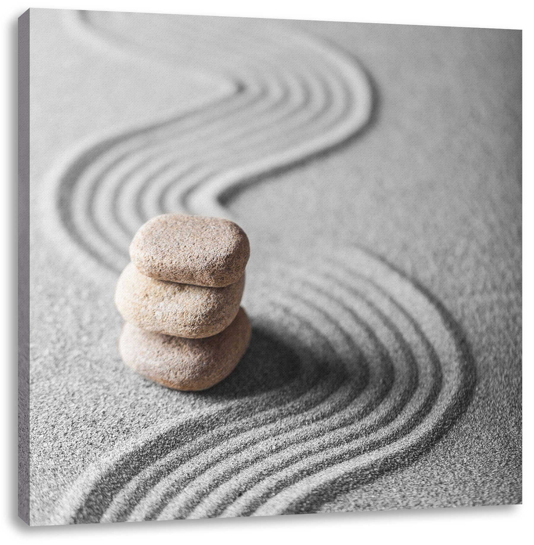 Pixxprint Leinwandbild Wellenmuster im Sand, Wellenmuster im Sand (1 St), Leinwandbild fertig bespannt, inkl. Zackenaufhänger