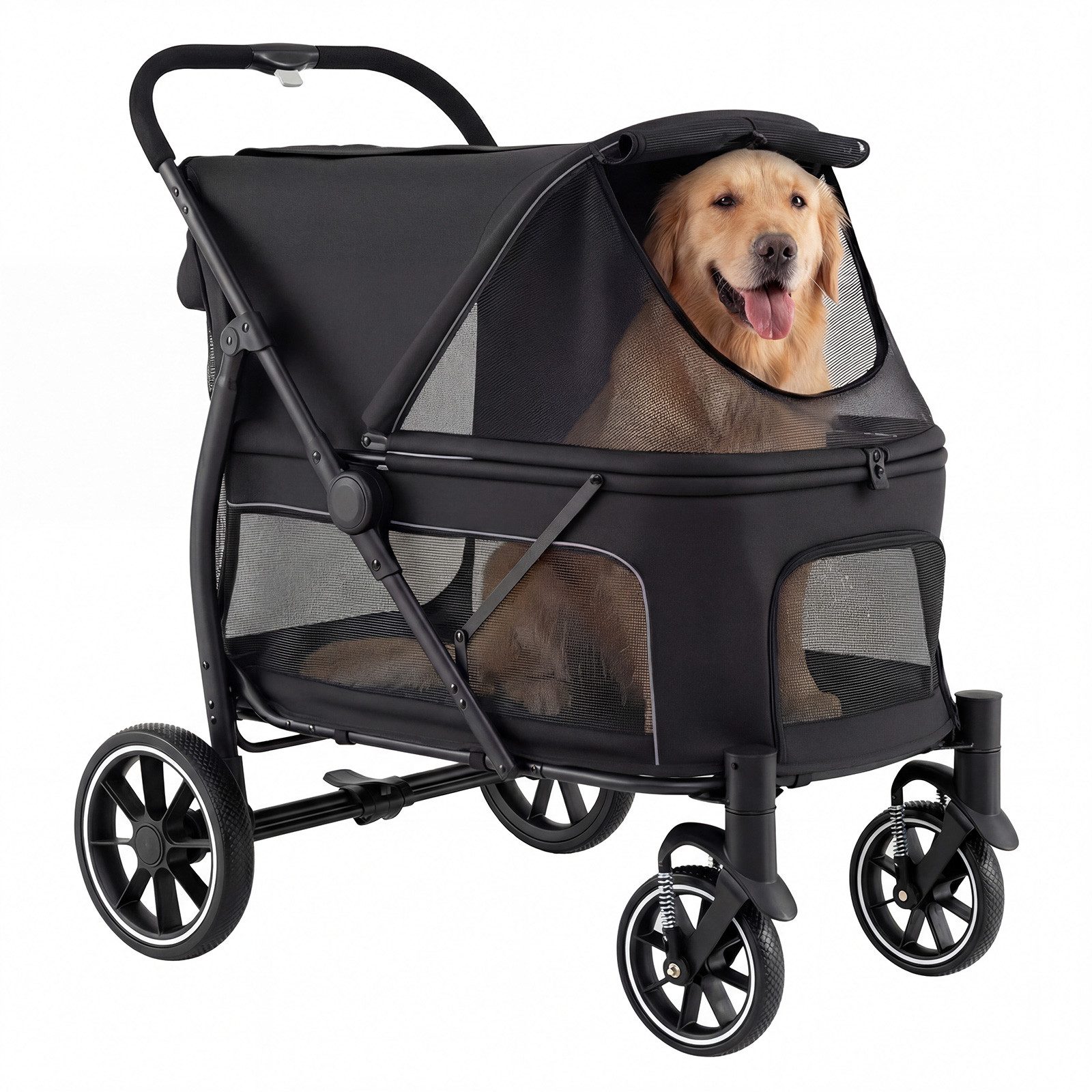 COSTWAY Hundebuggy, (1-tlg), Hundewagen klappbar, Haustierwagen mit Dach, Netzfenstern