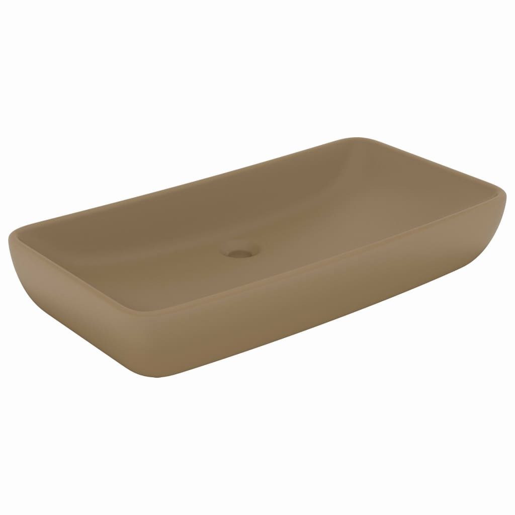 vidaXL Раковини Раковини Badezimmer Aufsatzwaschbecken Rechteckig Matt Creme 71x38