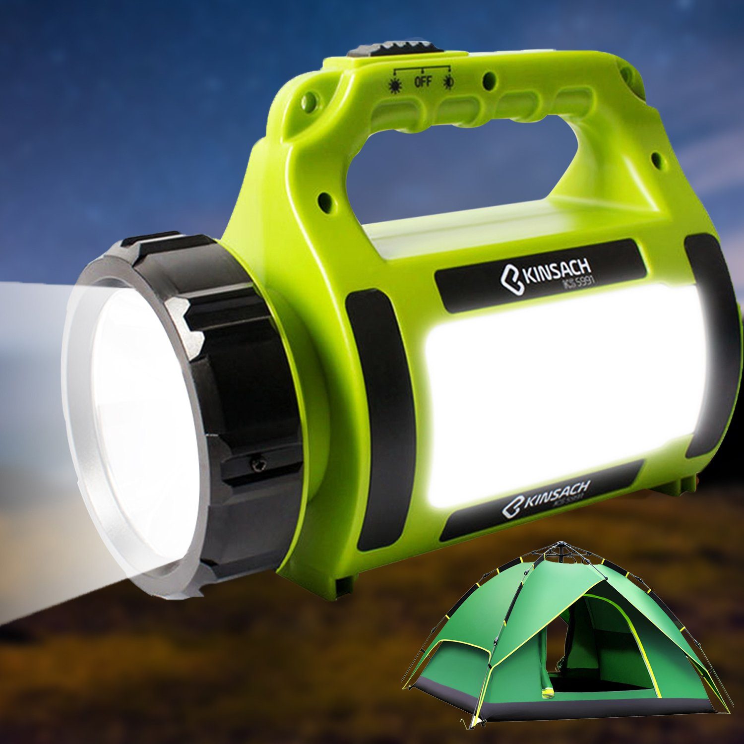 Vicbuy LED Taschenlampe, 500m Reichweite Handscheinwerfer Campinglampe 3  Lichtmodi