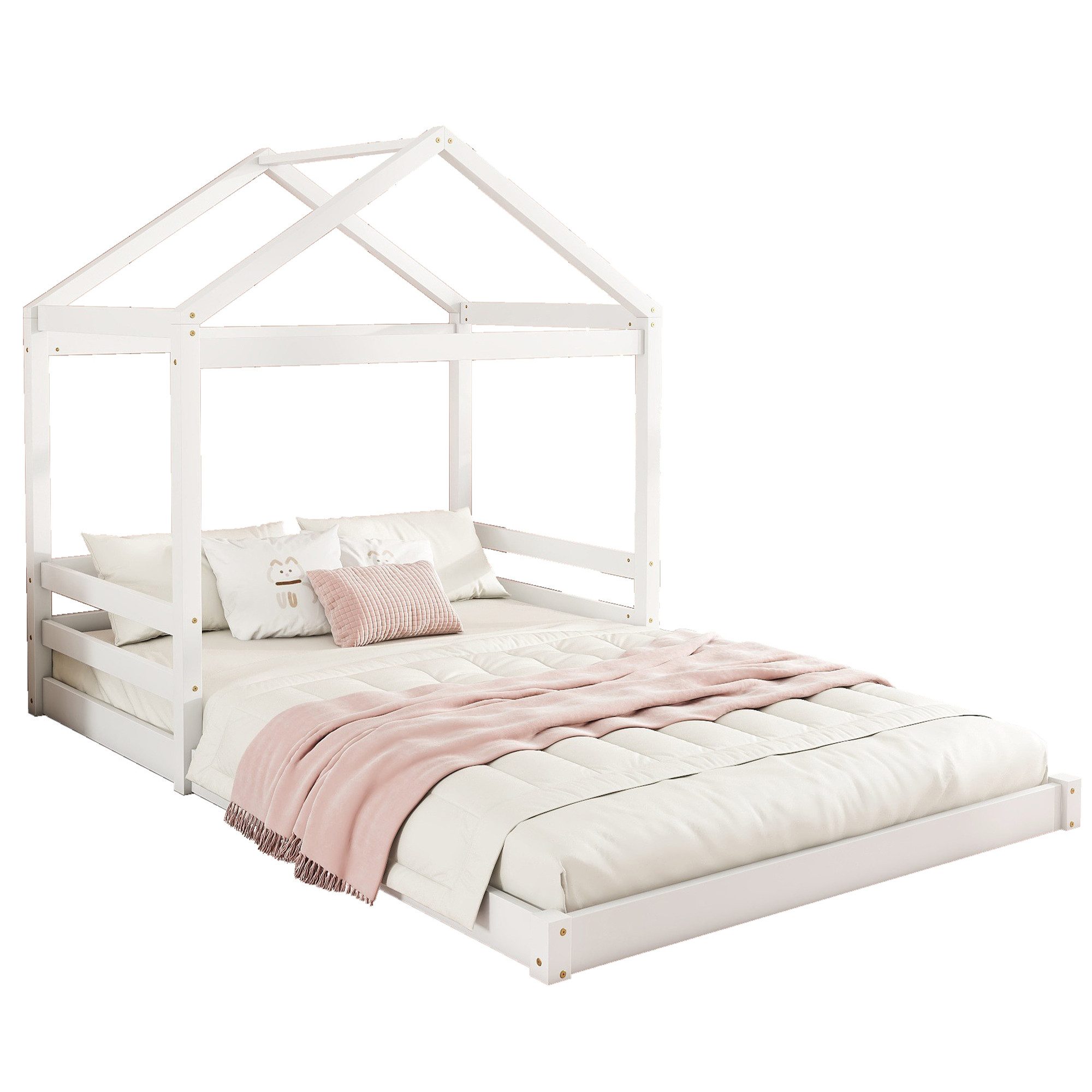 Flieks Kinderbett, Massivholzbett Hausbett Doppelbett 140x200cm günstig online kaufen