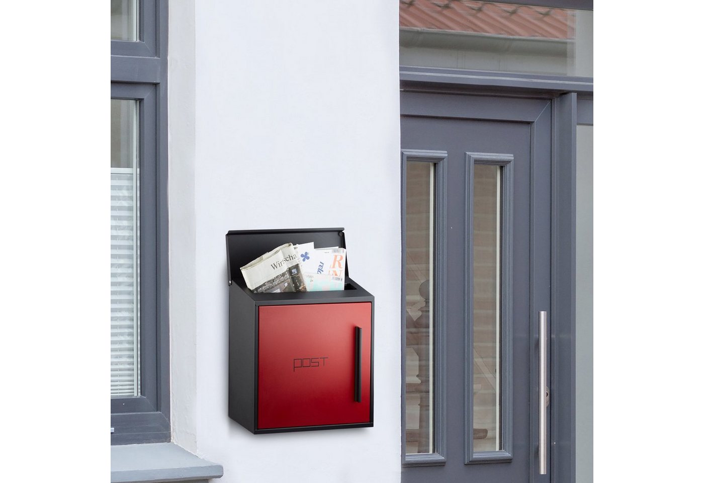 Thumbnail - relaxdays Briefkasten mod, Schwarz-Rot