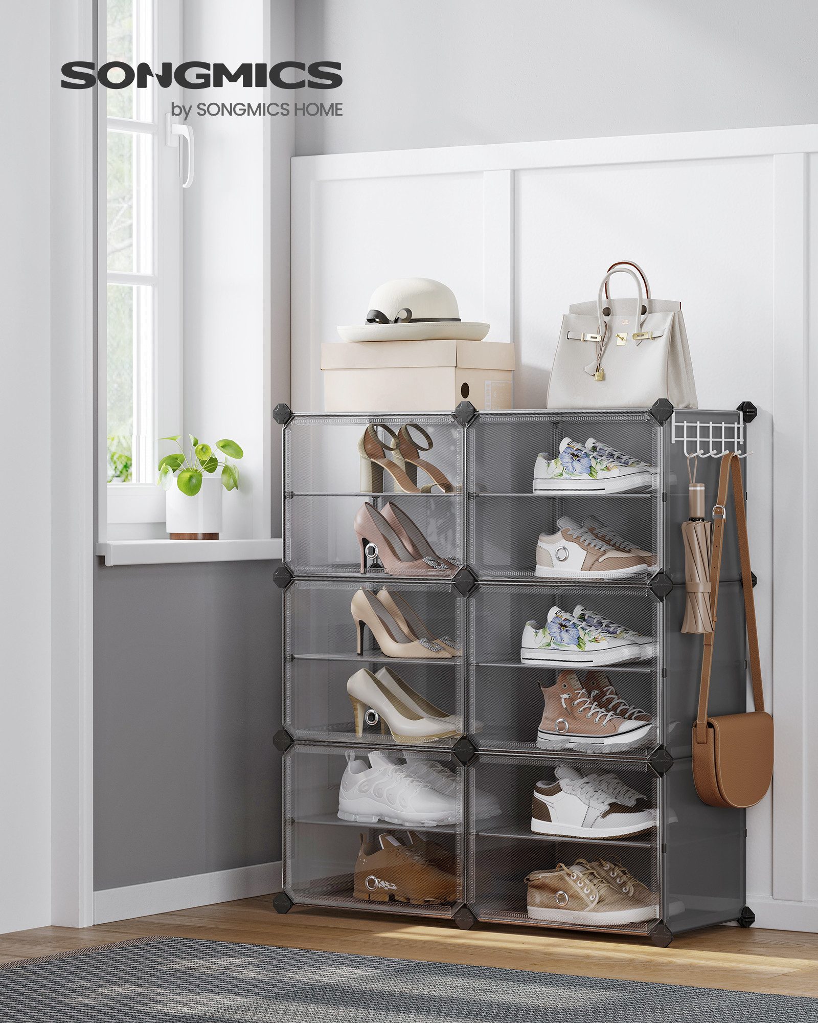 SONGMICS Schuhregal Schuhregal, Schuhschrank, 4/6/8/10/12/16 Fächern mit Tü günstig online kaufen