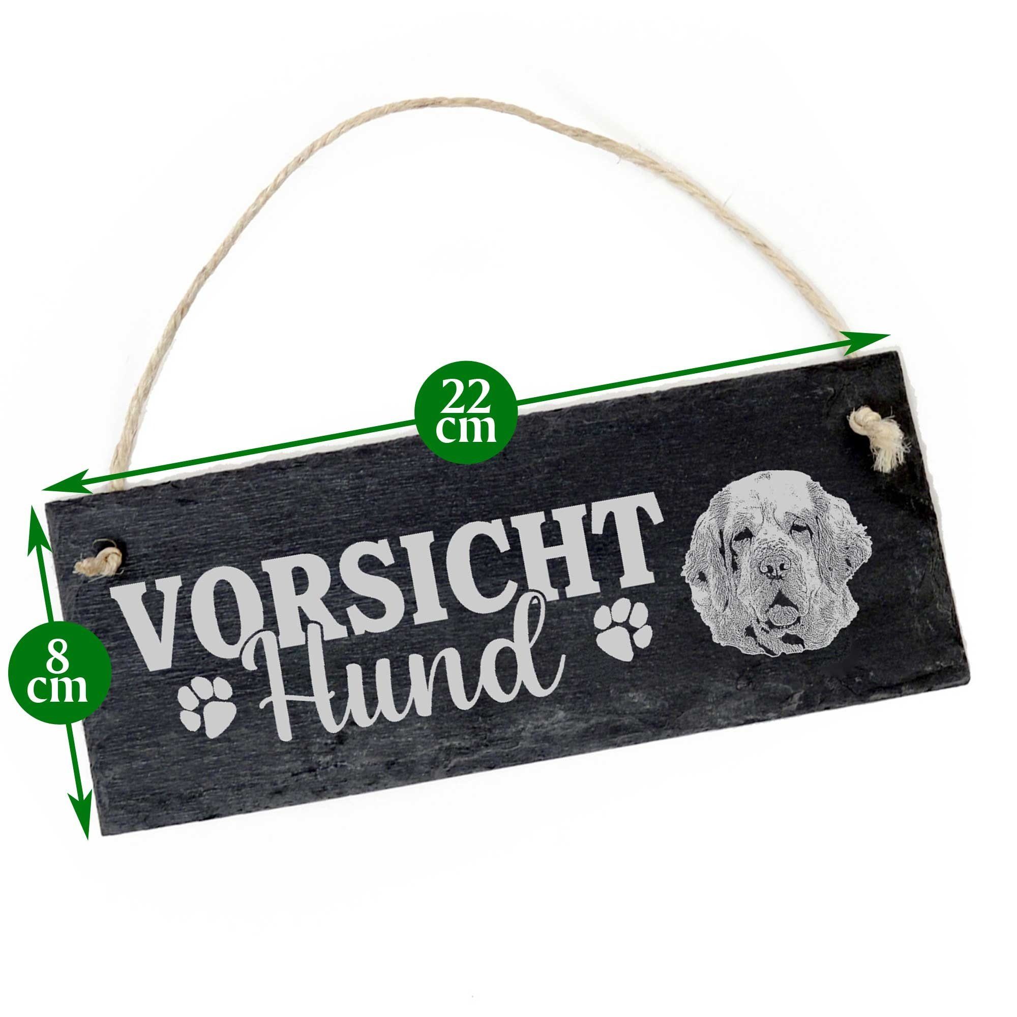Clumber Hängedekoration Spaniel Hund Vorsicht Dekolando 22x8cm Schild