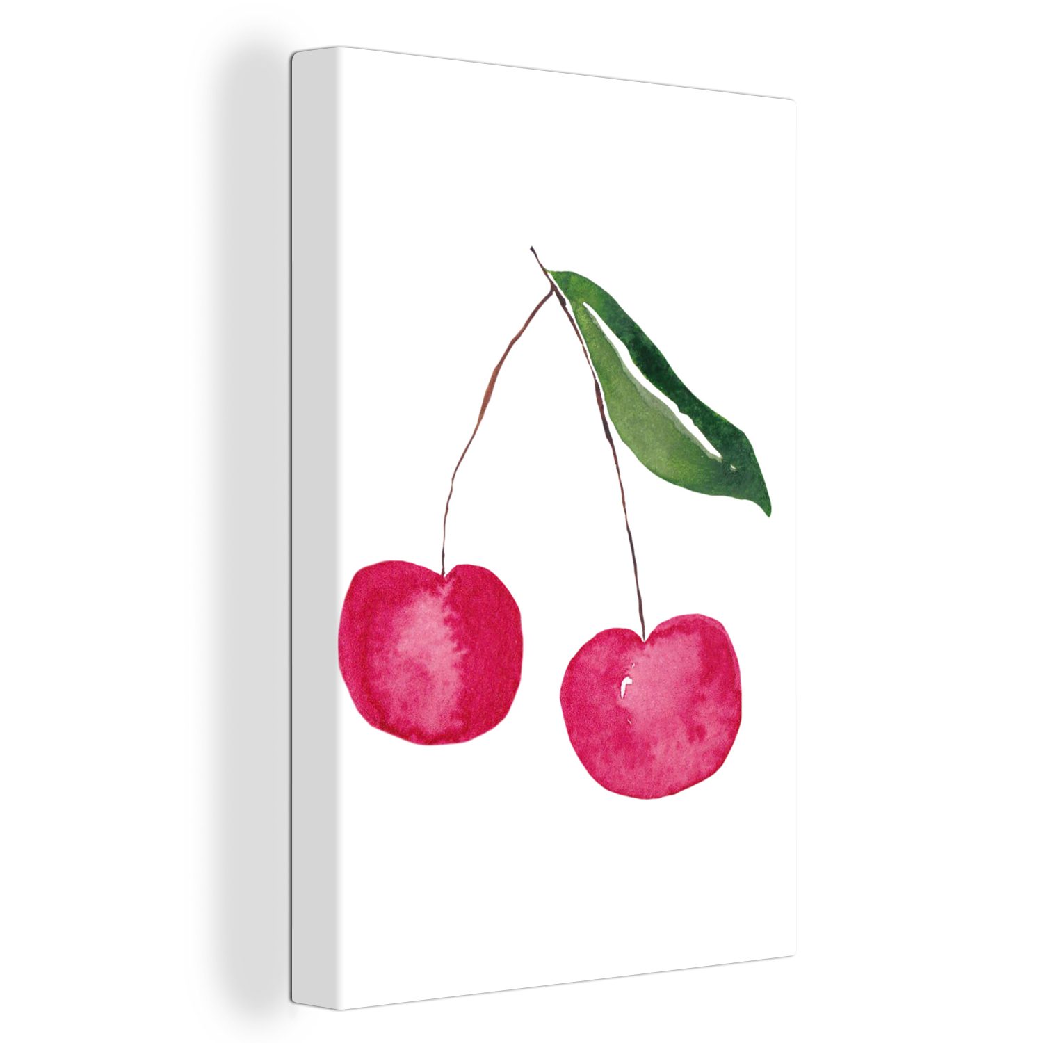 OneMillionCanvasses® Leinwandbild Kirschen - Obst - Weiß, (1 St), Leinwandbild fertig bespannt inkl. Zackenaufhänger, Gemälde, 20x30 cm