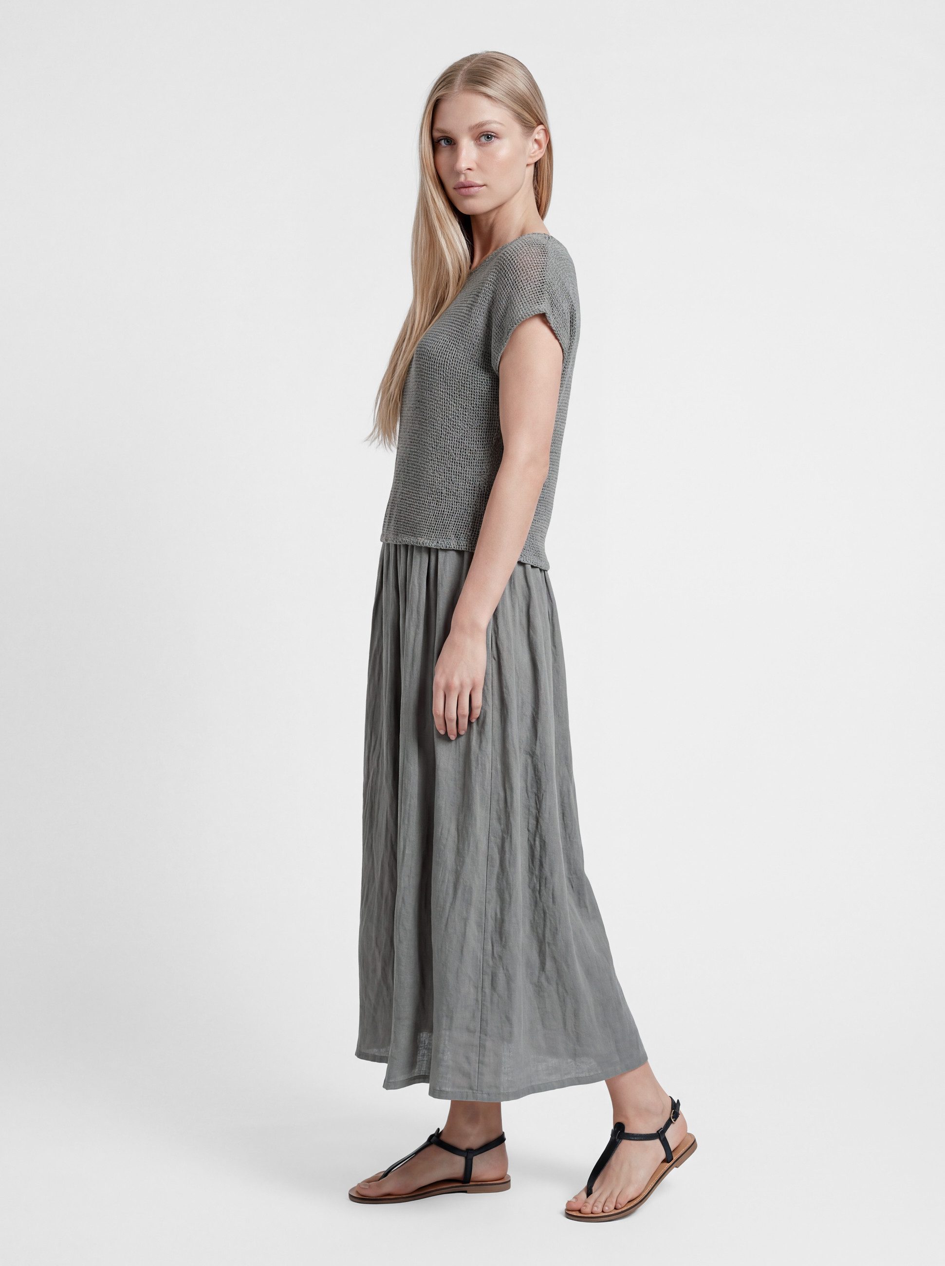 PEKIVESSA Sommerkleid Lässiges Midikleid im angesagten Lagen-Look aus Baumwolle-Leinen-Webstoff – Bild 3 von 5