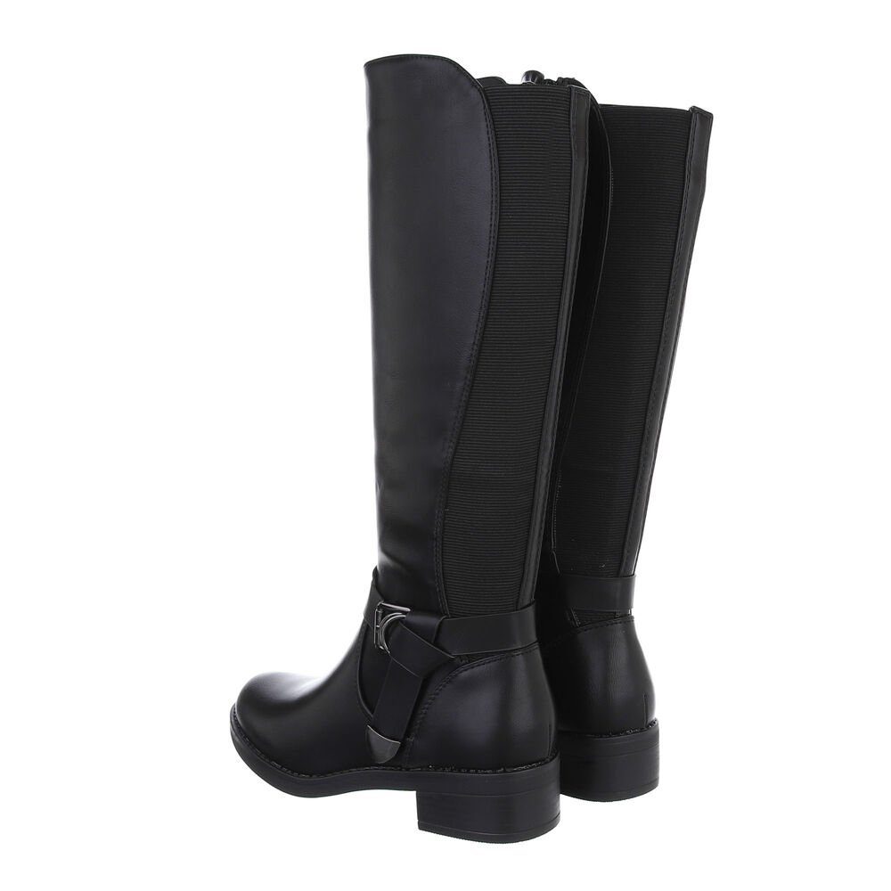 Ital-Design Damen Freizeit Stiefel (85757828) Blockabsatz Flache Stiefel in Schwarz