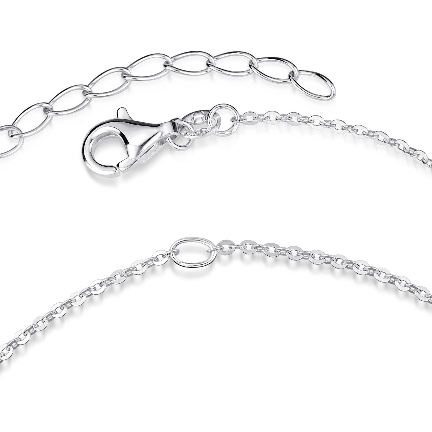 Materia Armkette Silber Charms Armband Ankerkette mit Öse SA-123, 925 Sterling Silber