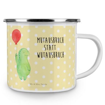 Mr. & Mrs. Panda Becher Schildkröte Luftballon - Gelb Pastell - Geschenk, Metalltasse, Campin, Emaille, Korrosionsbeständig