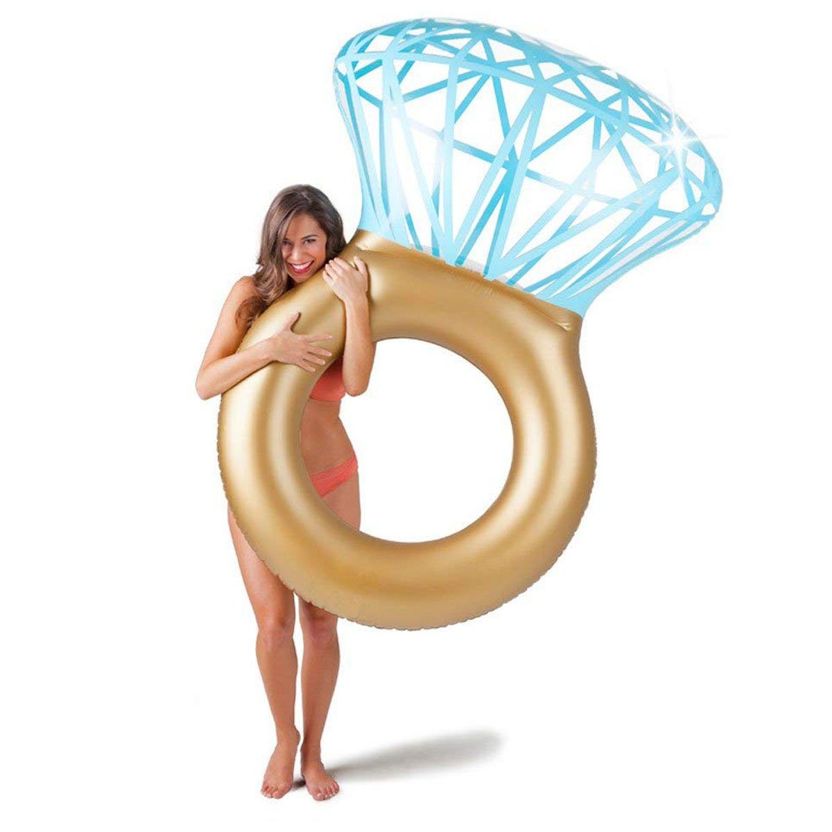 Goods+Gadgets Luftmatratze Aufblasbarer Diamantring Schwimmreifen, Schwimmring als romantische Diamant