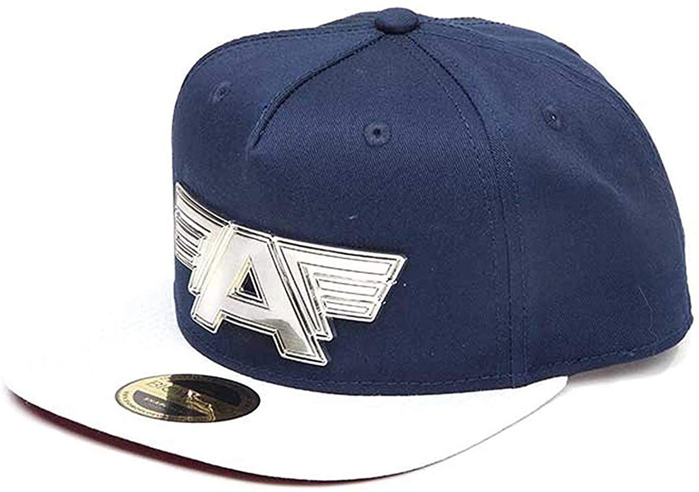 MARVEL Snapback Cap Captain America Cap Baseballcap Civil War Cap Metal Plate Logo Snapback Blue Metall Plakette Navy-Weiß Erwachsene + Jugendliche