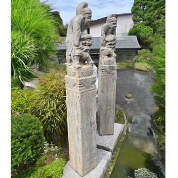 Asien LifeStyle Gartenfigur Asiatische Tempellöwen Wächterlöwen Naturstein Stelen China Garten