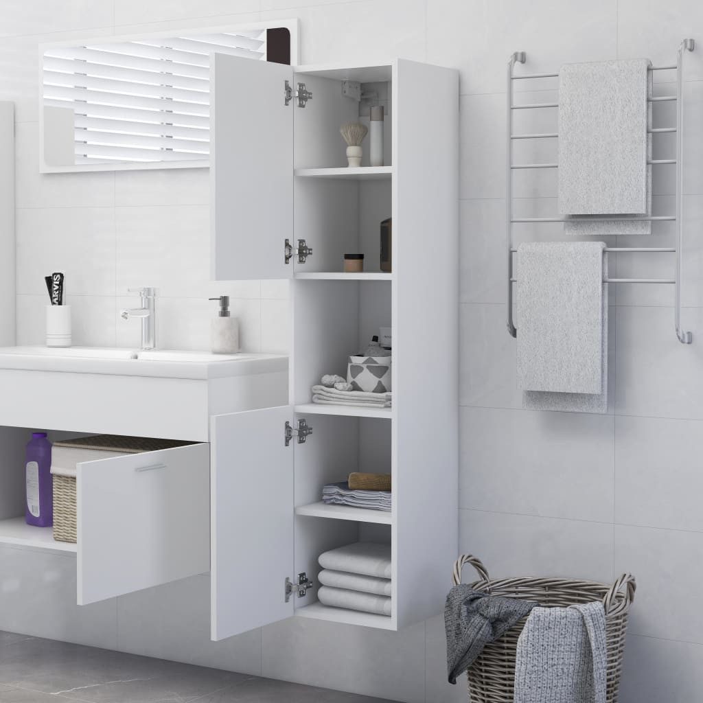 vidaXL Mehrzweckschrank NA Badezimmerschrank Hochschrank Regal Nischenschrank Weiß 30x30x130 c