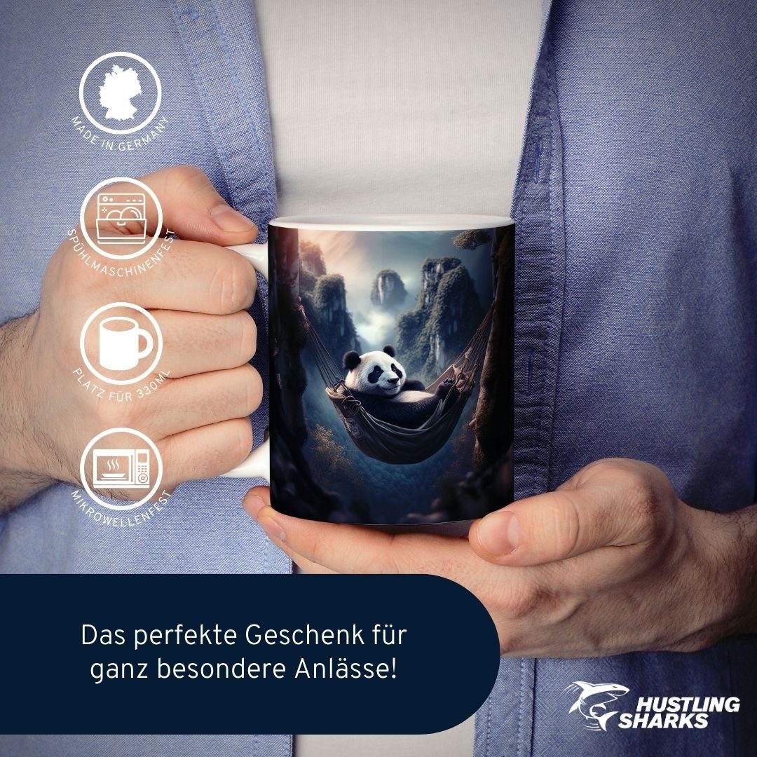 Sharks Panda Der Hustling Tasse - mit Hustling 330 ml gelassene Sharks® Geschenk, - Tasse Tiermotiv