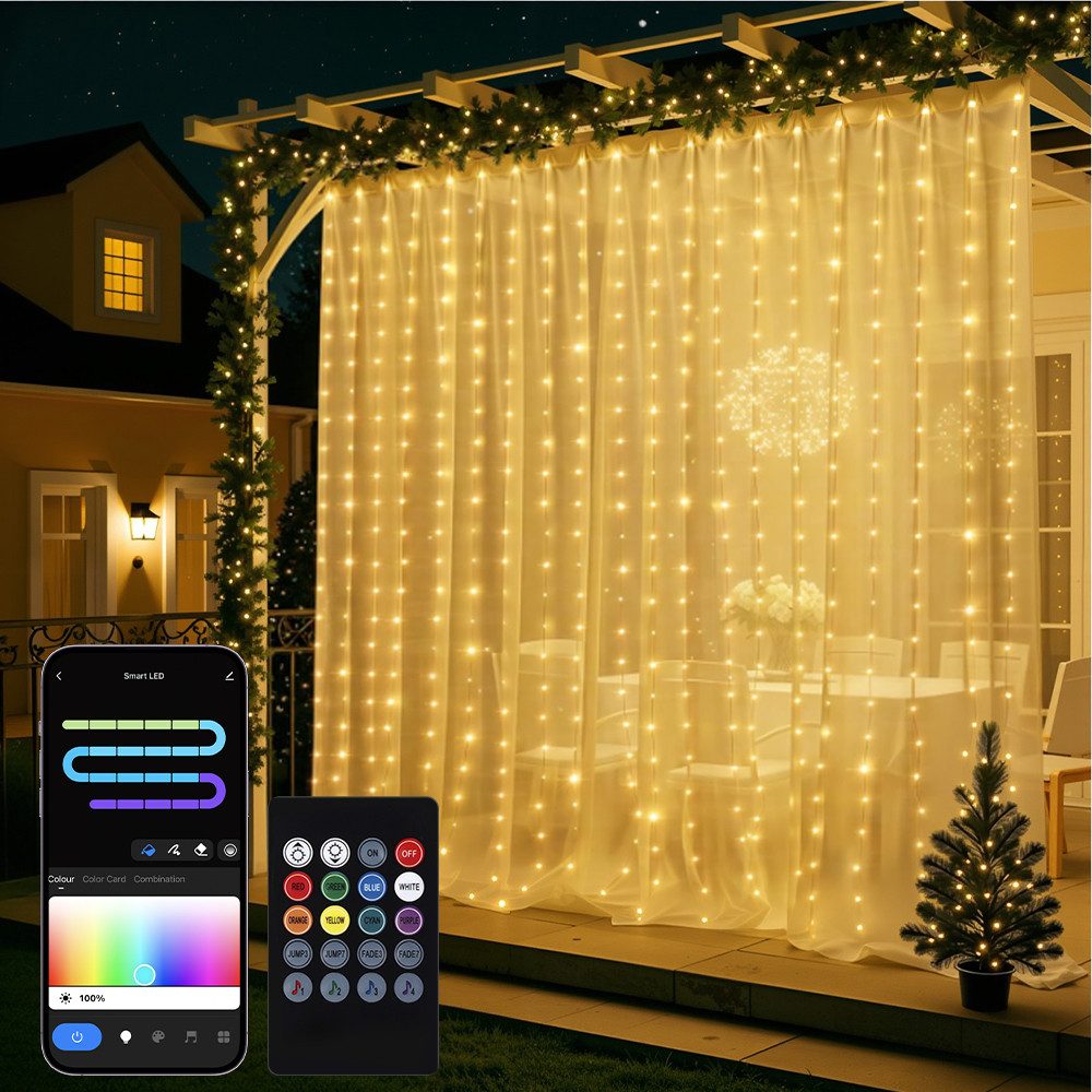 XERSEK Lichtervorhang LED Vorhanglichter Lichterkette, DIY Szenen,RGB, App/ günstig online kaufen