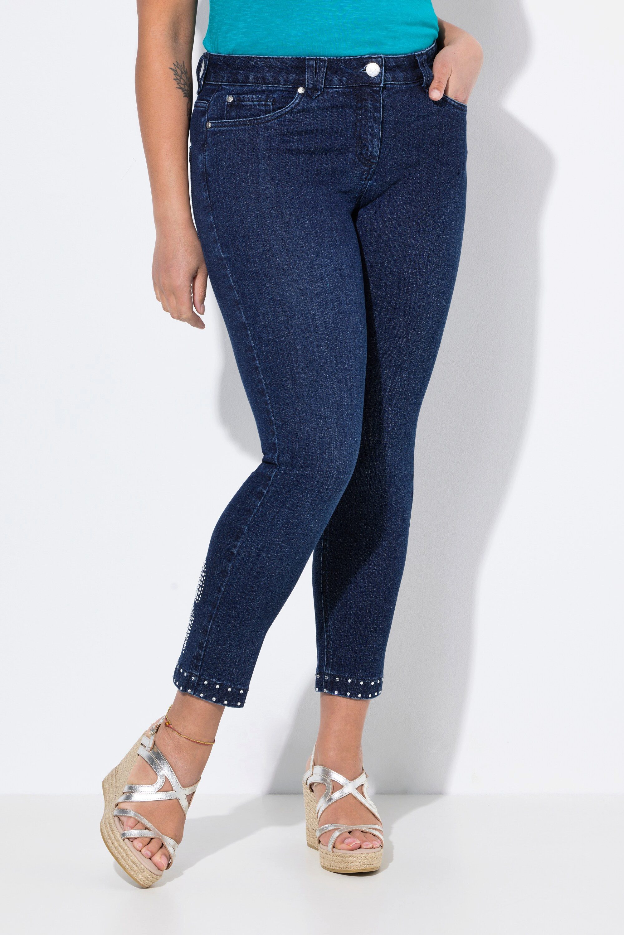 MIAMODA Regular-fit-Jeans Джинсы Slim Fit Ziersteinchen-Saum Glitzerschleife