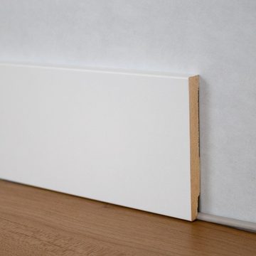 PROVISTON Sockelleiste MDF, 10 x 80 x 2500 mm, Weiß, Fußleiste, MDF foliert