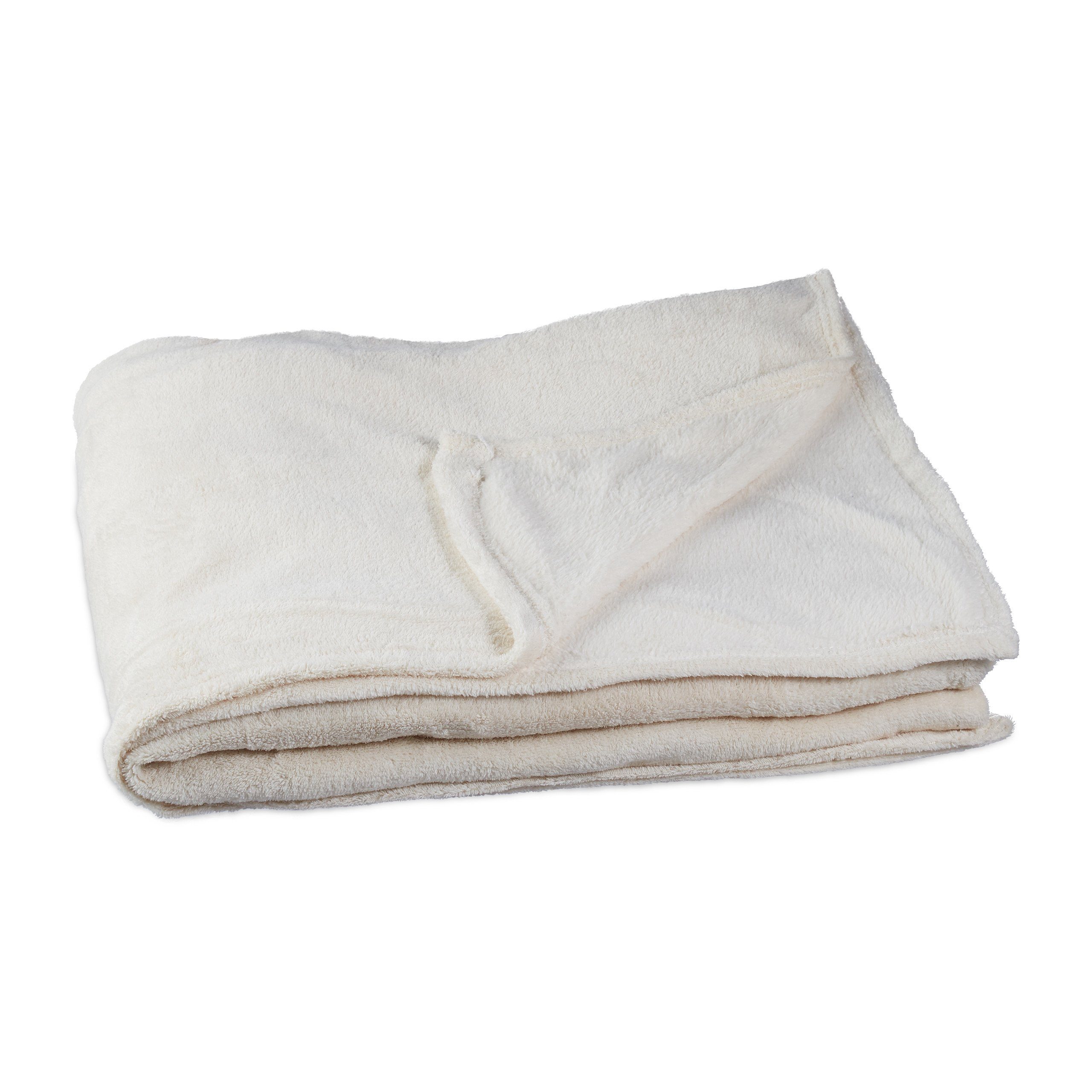 Wohndecke Kuscheldecke relaxdays, extragroß, Fleece Creme Champagner