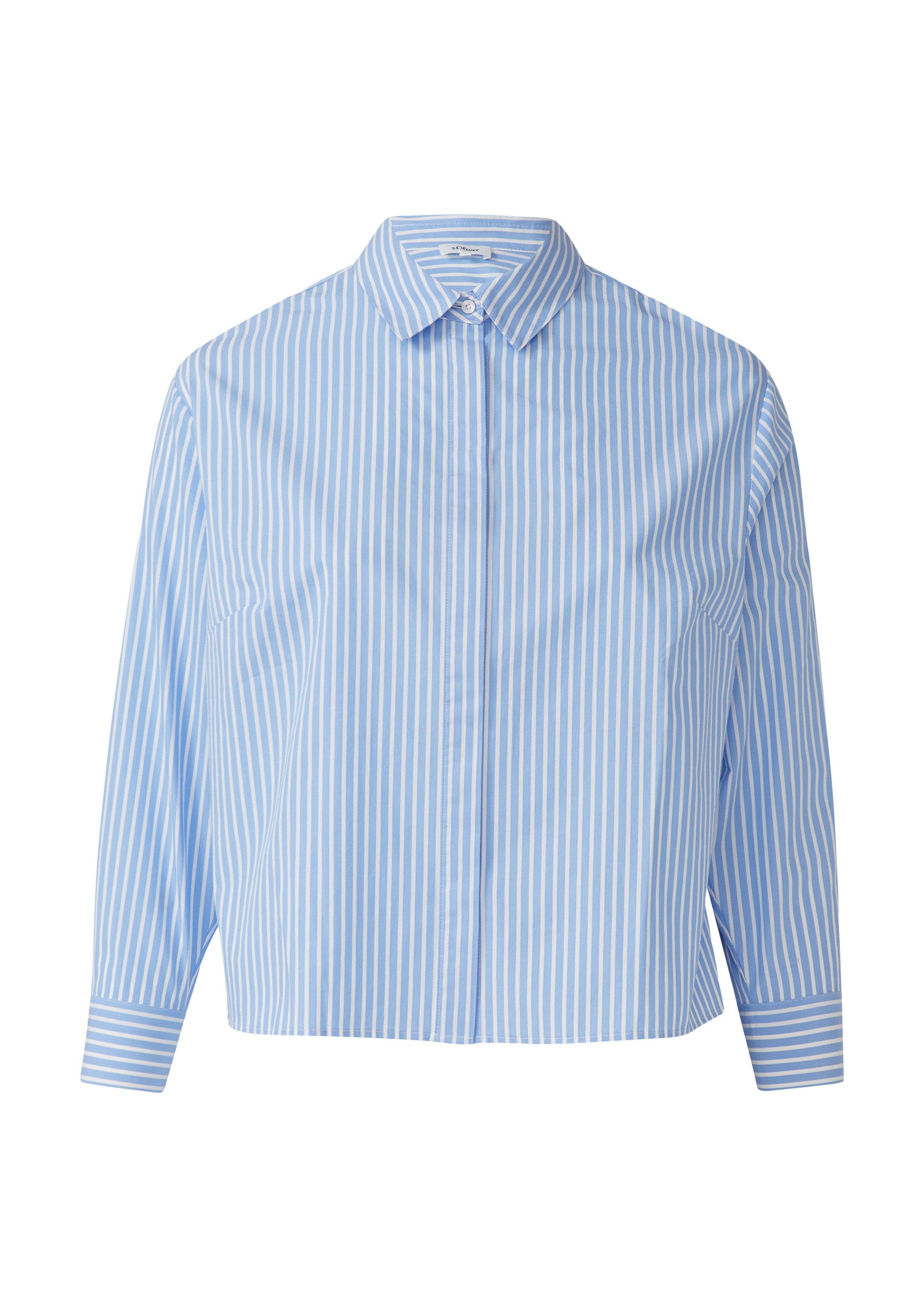 s.Oliver Langarmbluse Bluse Gestreifte Popeline-Bluse im Boxy Fit