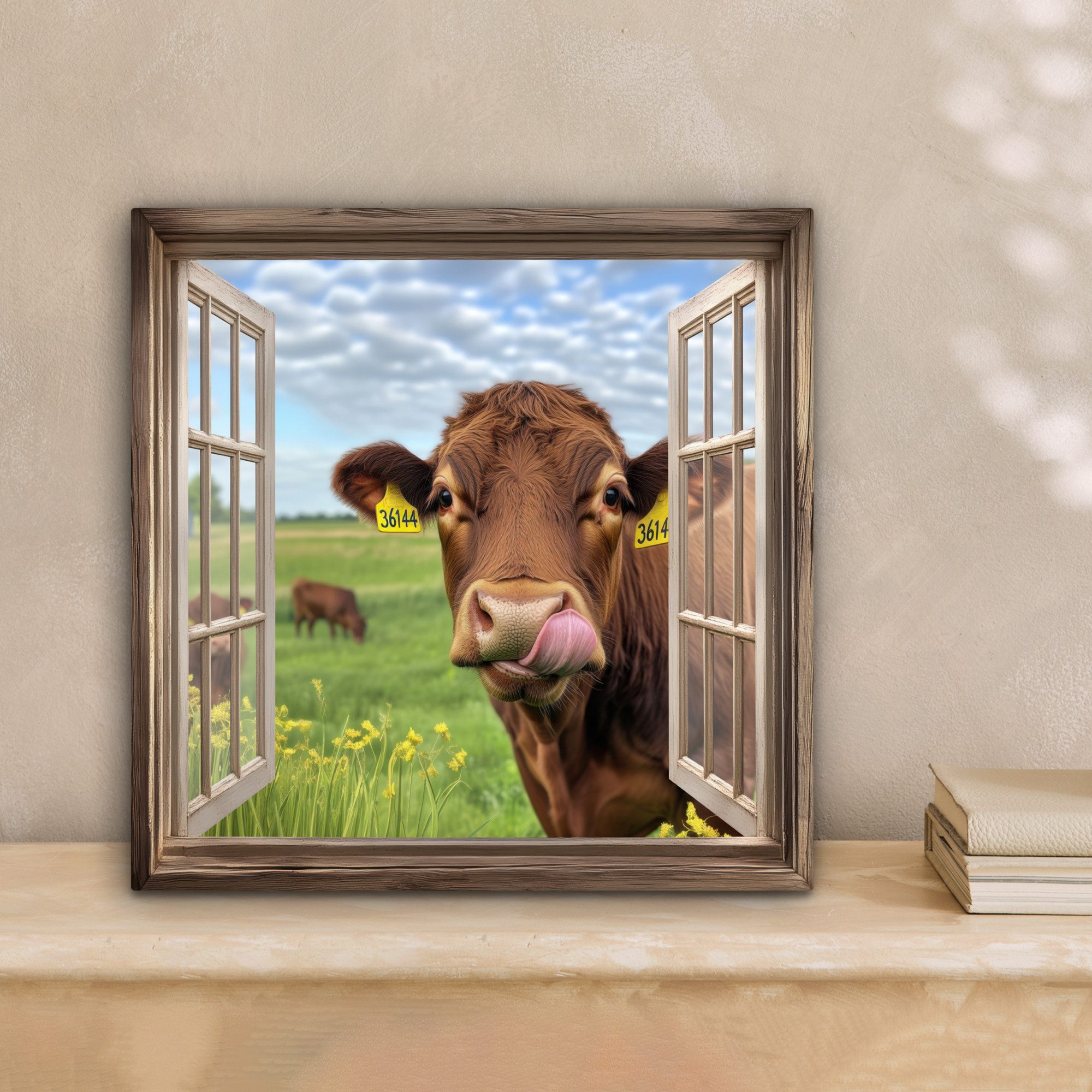 OneMillionCanvasses® Leinwandbild Durchblick - Kuh - günstig online kaufen