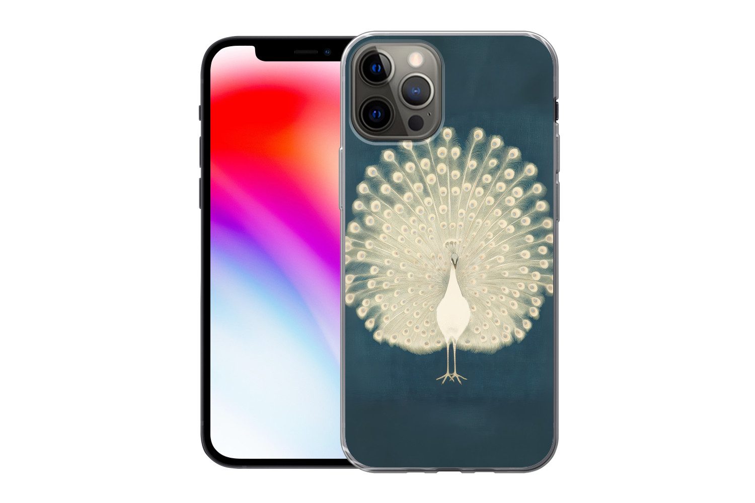 MuchoWow Handyhülle für Apple iPhone 12 Pro Vogel - Blau - Vintage, Smartphone-Bumper, Print, Handy Schutzhülle Dünn