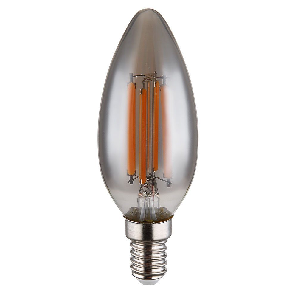 Globo LED-Leuchtmittel, LED Leuchtmittel Glühbirne 6 Watt Glas rauch warmweiß E14 Lumen 380