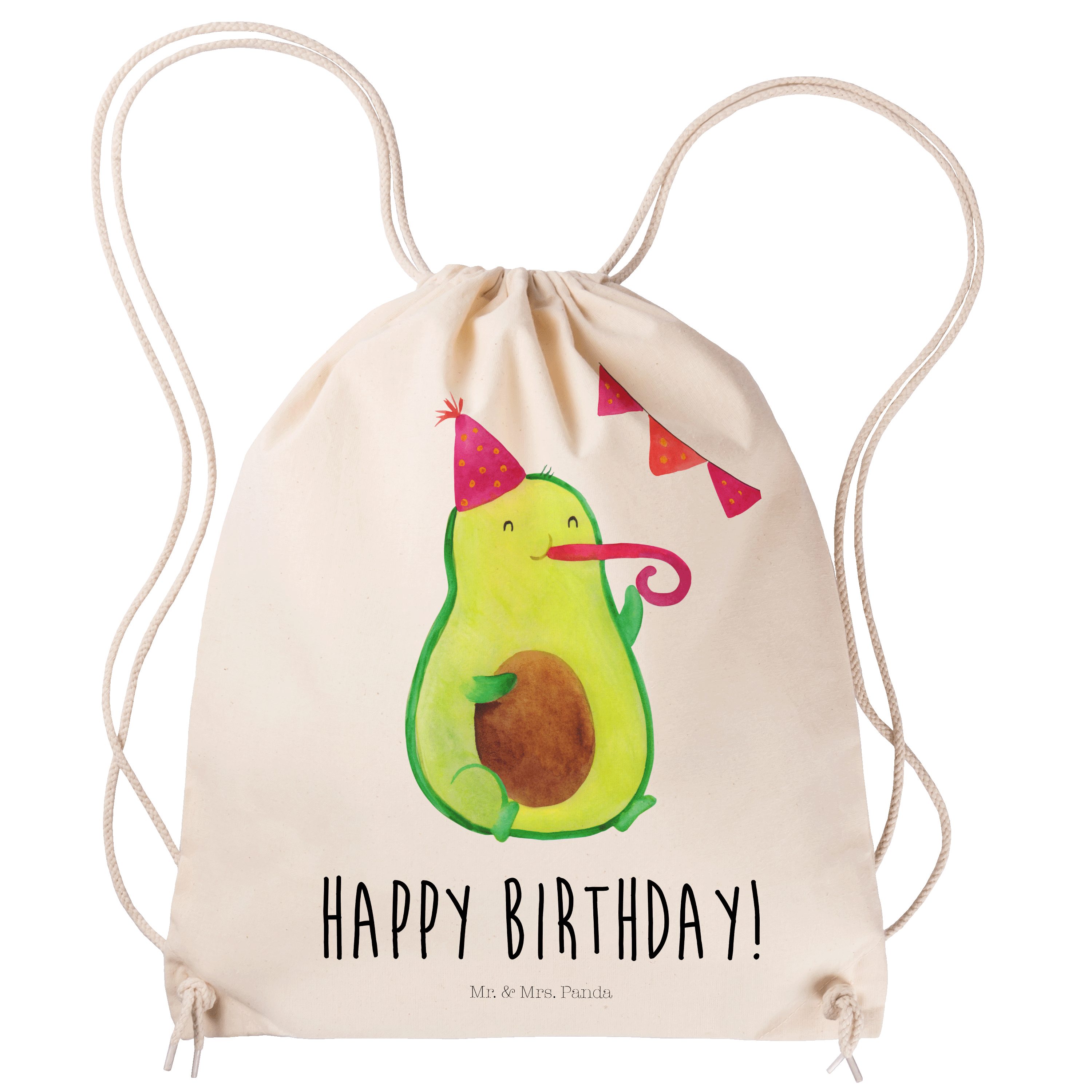Mr. & Mrs. Panda Sporttasche Avocado Birthday - Transparent - Geschenk, Gesund, Sportbeutel, Beute (1-tlg)