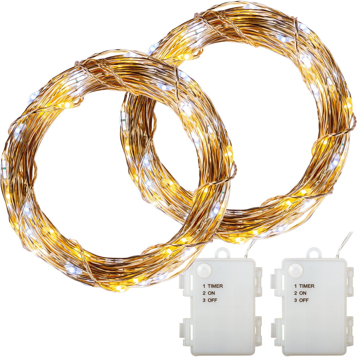 VOLTRONIC LED-Lichterkette VOLTRONIC 2er Set 50 100 200 LED 