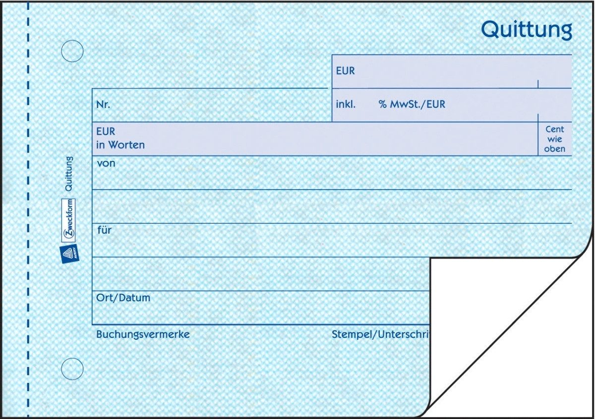 Formularblock Formularbuch Quittung A6 quer VE=2x50 Blatt