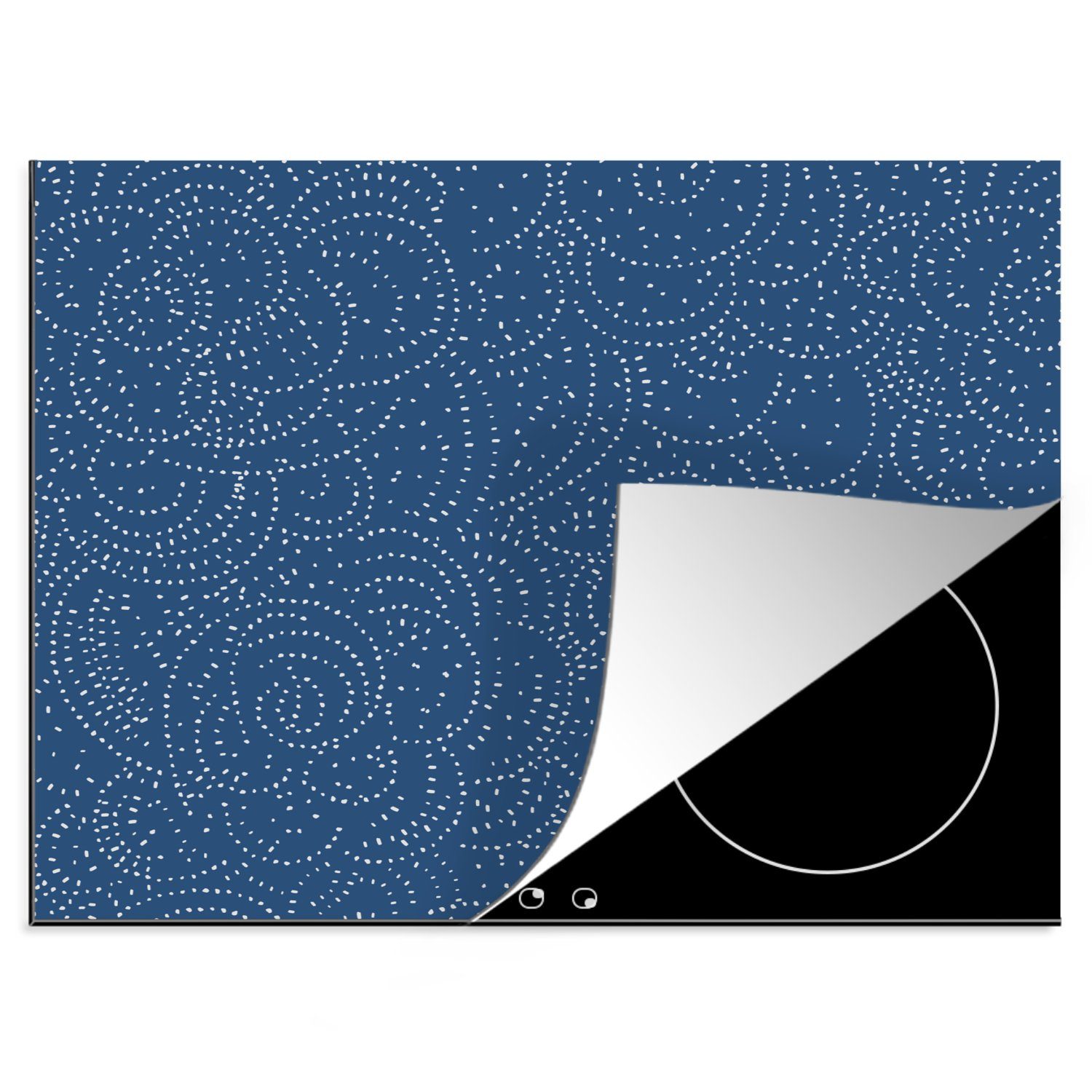 MuchoWow Herdblende-/Abdeckplatte Muster - Blau - Japan, Vinyl, (1 tlg), 60x52 cm, Mobile Arbeitsfläche nutzbar, Ceranfeldabdeckung