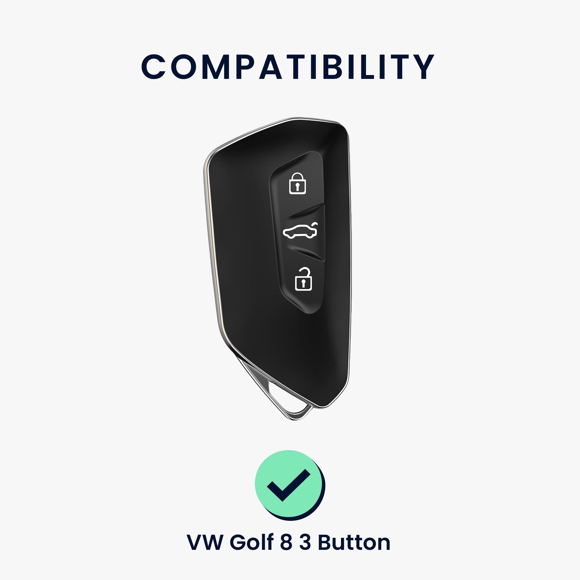 Autoschlüssel Schlüsselhülle VW 8, für Cover Case Hülle Schlüsseltasche Schlüssel kwmobile Golf