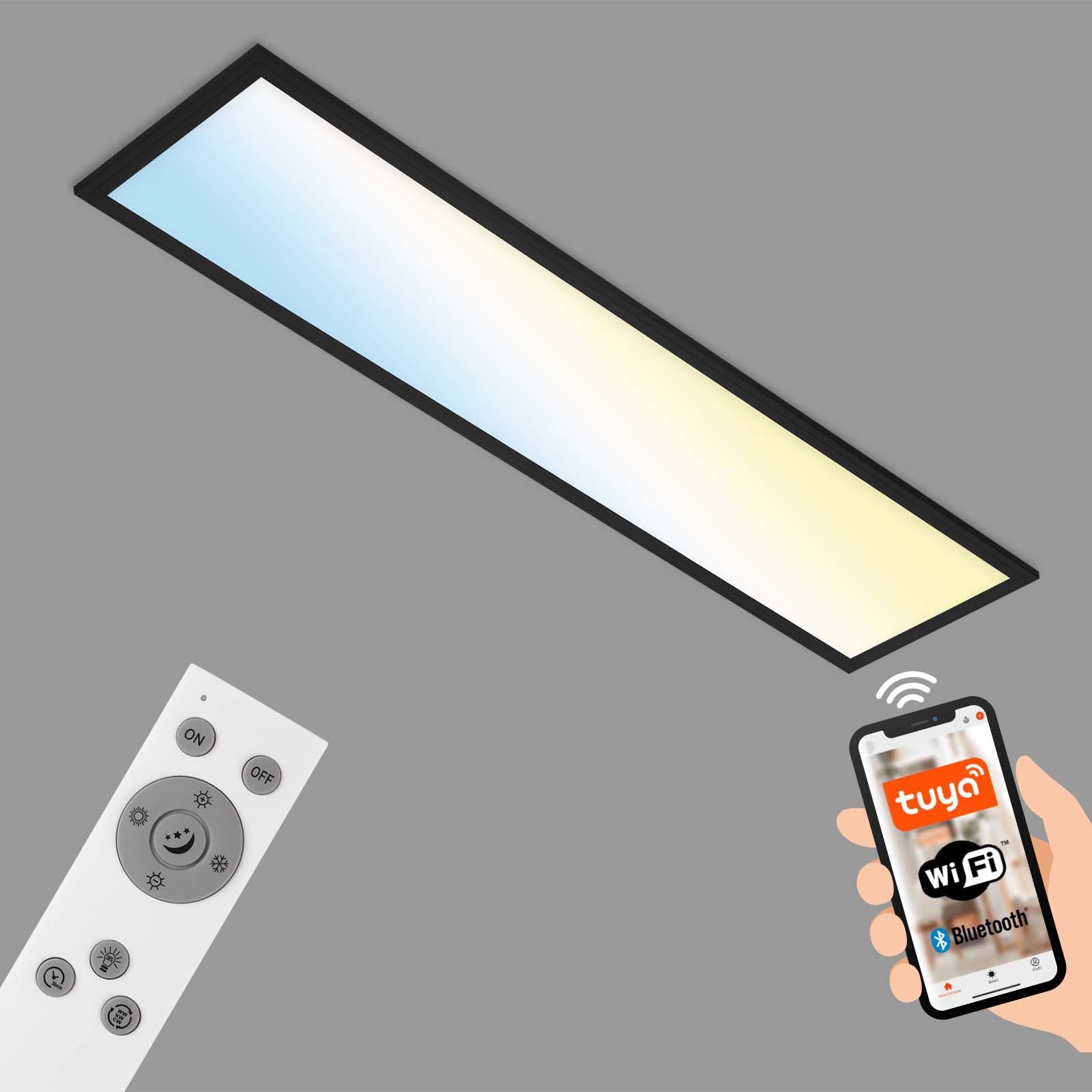 Briloner Leuchten LED Panel PIATTO S, 2700K, Smarte Deckenlampe, 100x25x6,6cm, 28W, Wohnzimmer, Schlafzimmer